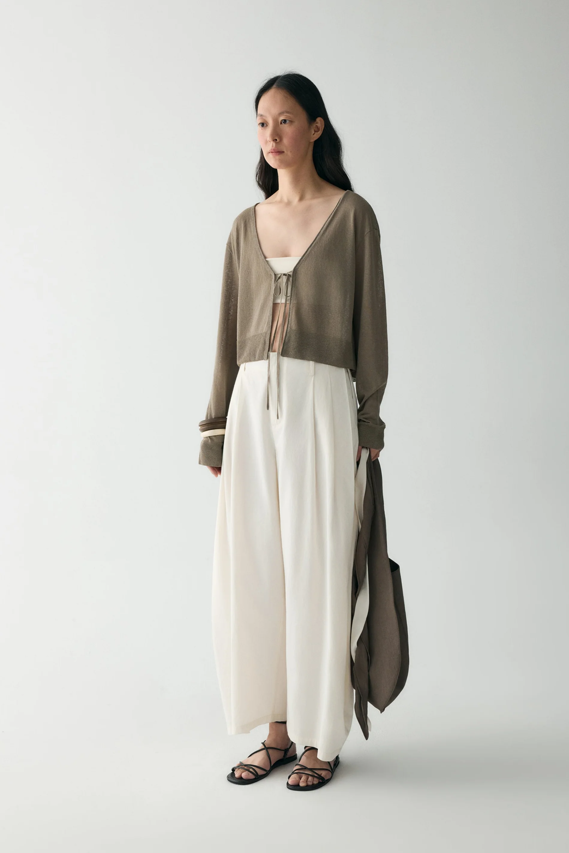 Tie-front Linen Cardigan - Image 21