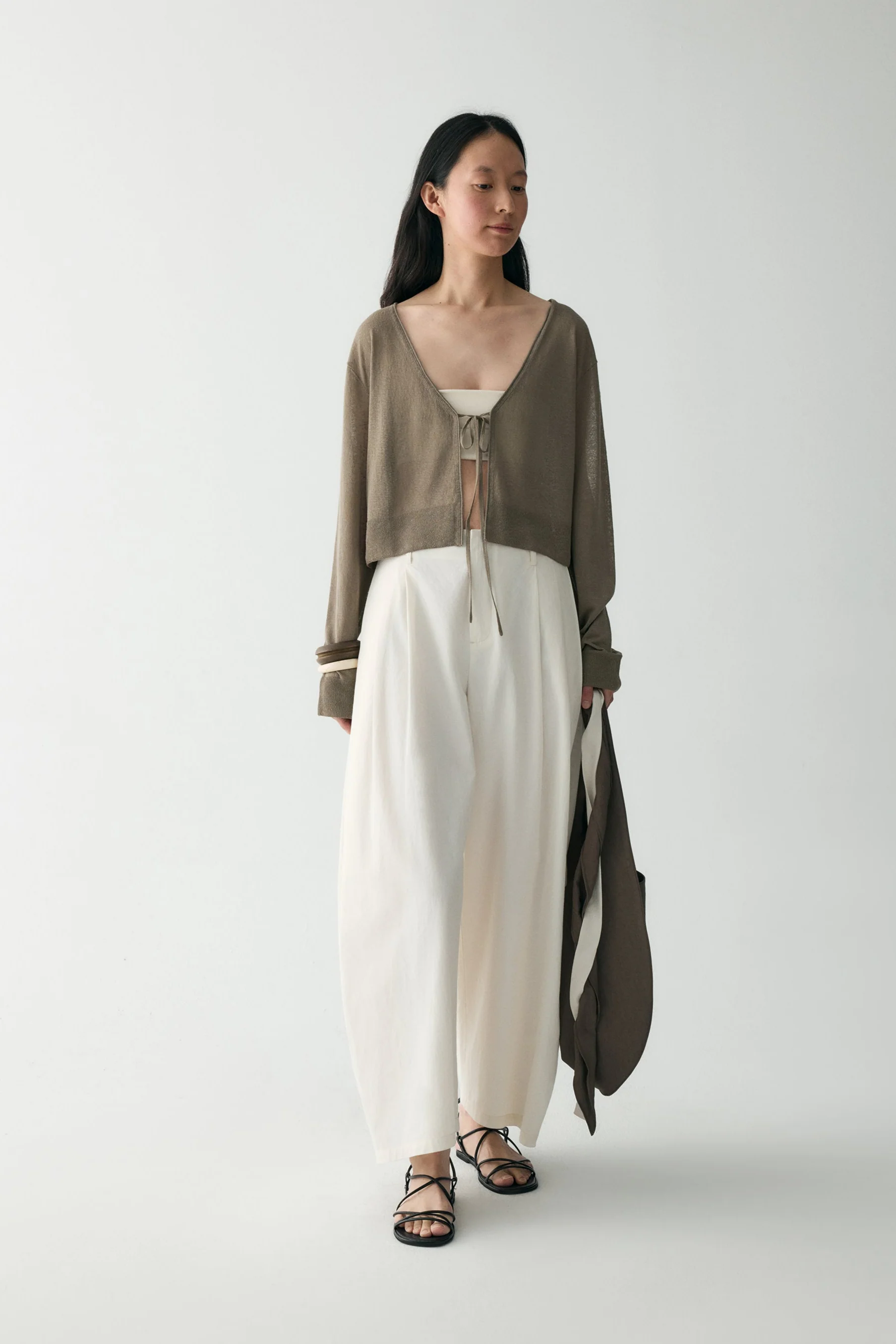Tie-front Linen Cardigan - Image 22