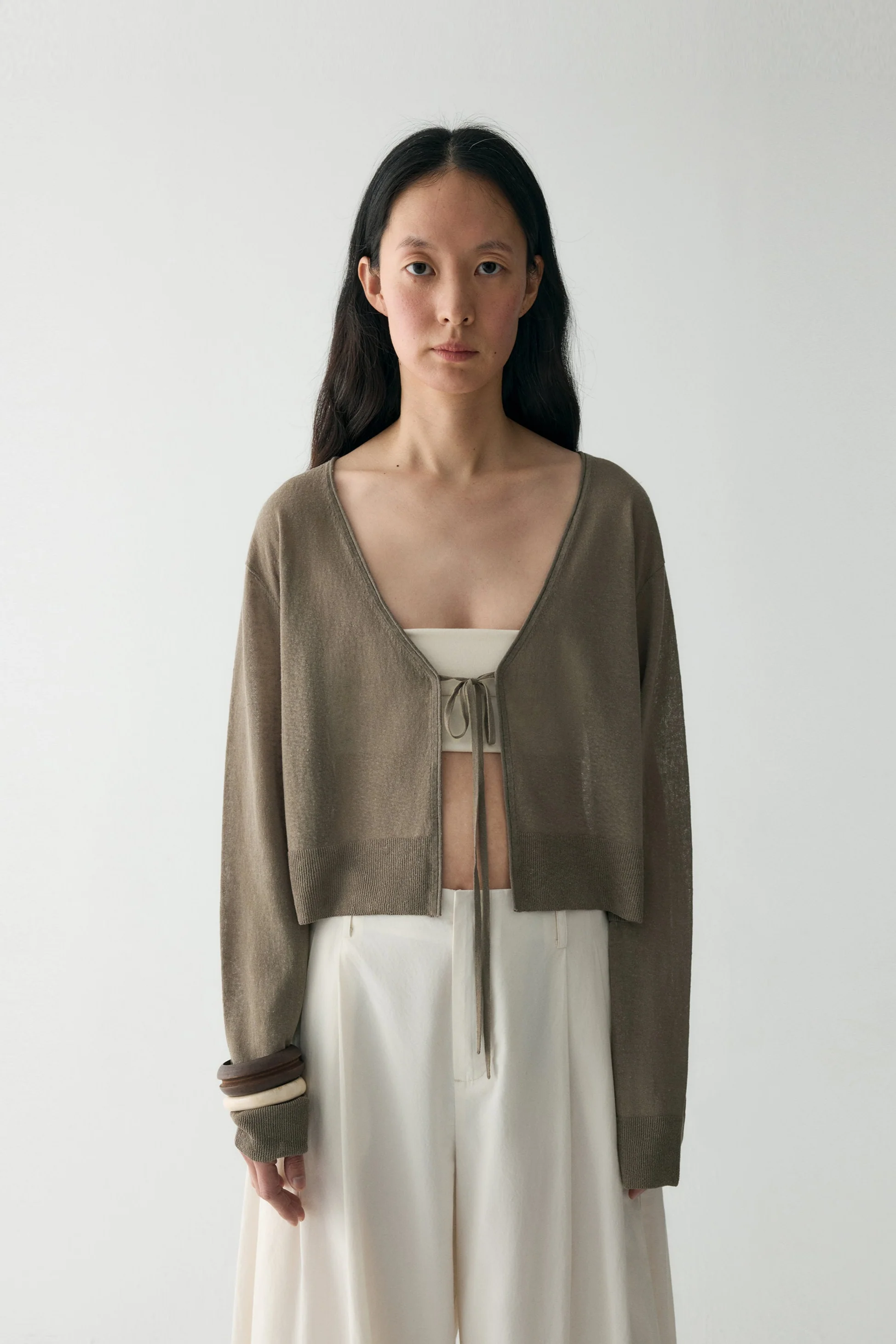 Tie-front Linen Cardigan - Image 23