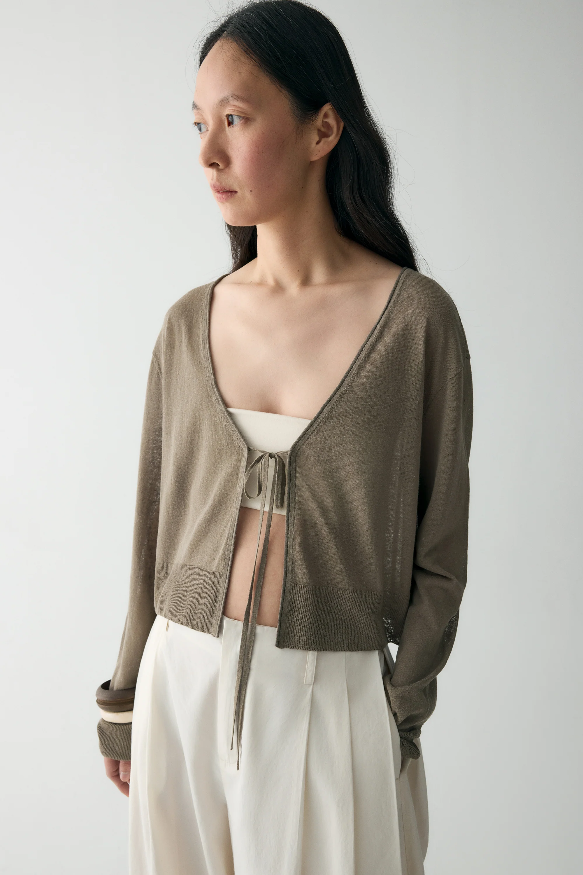 Tie-front Linen Cardigan - Image 24