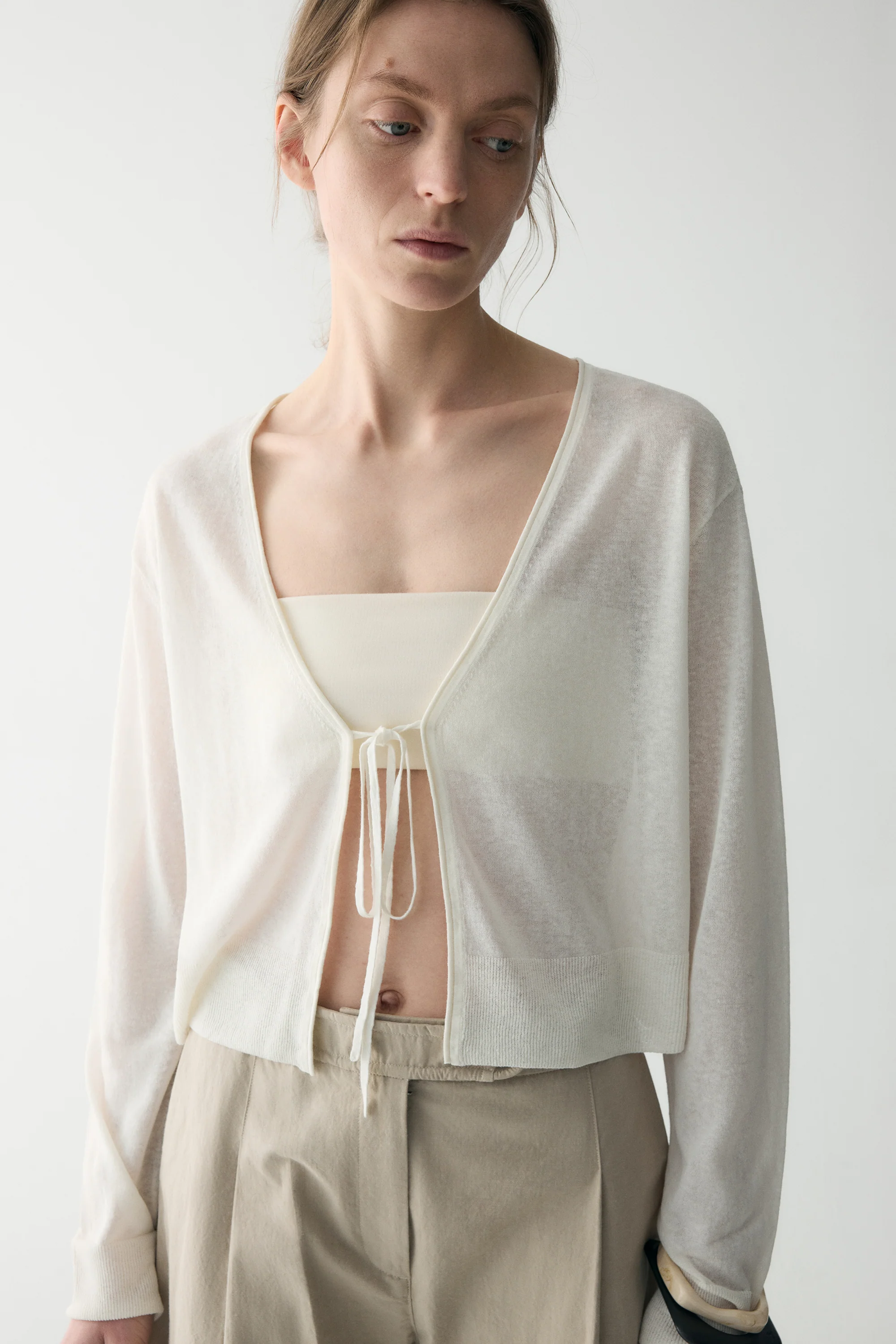 Tie-front Linen Cardigan - Image 7