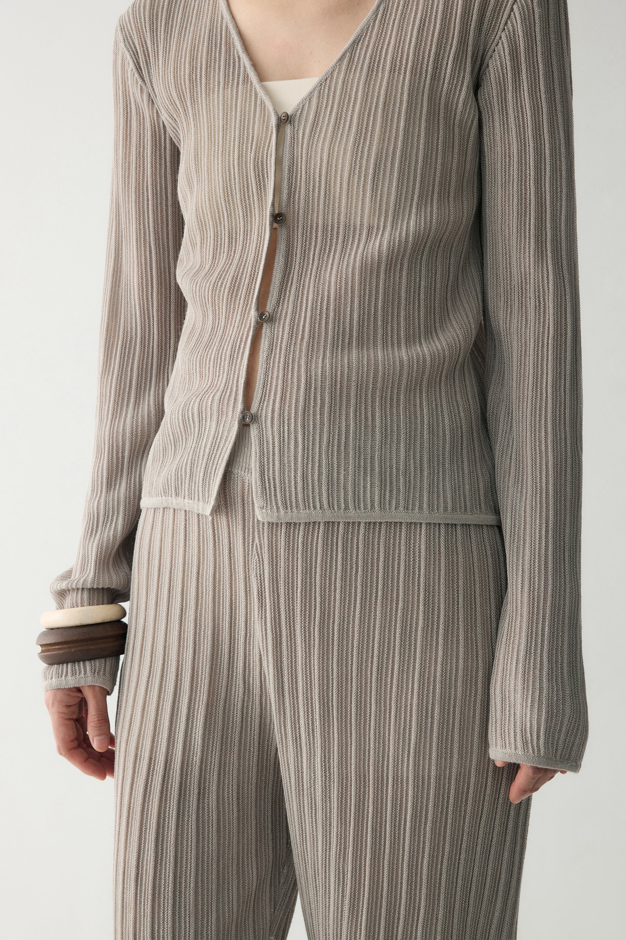 Textured Knitted V-neck Cardigan - Image 12