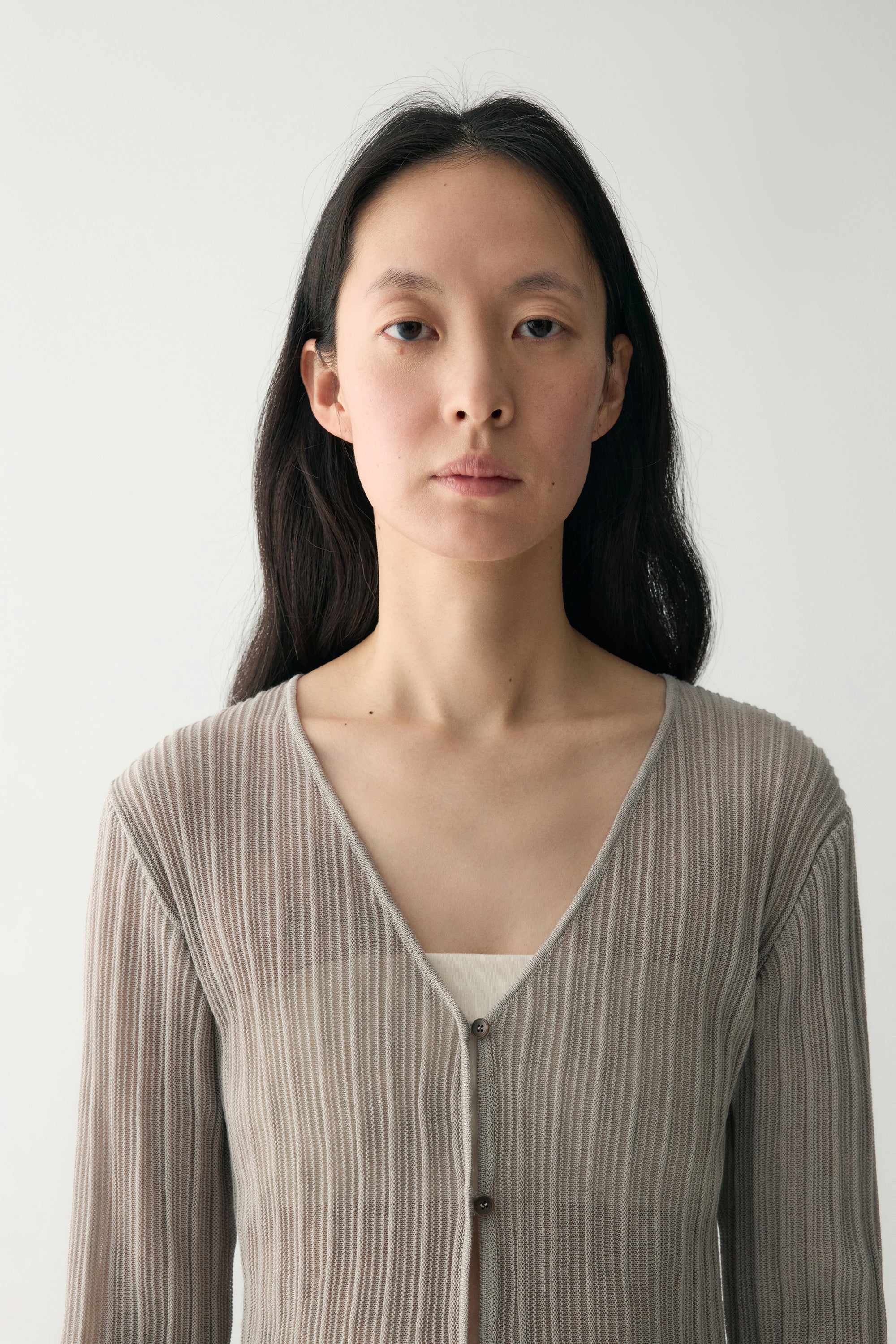 Textured Knitted V-neck Cardigan - Image 8