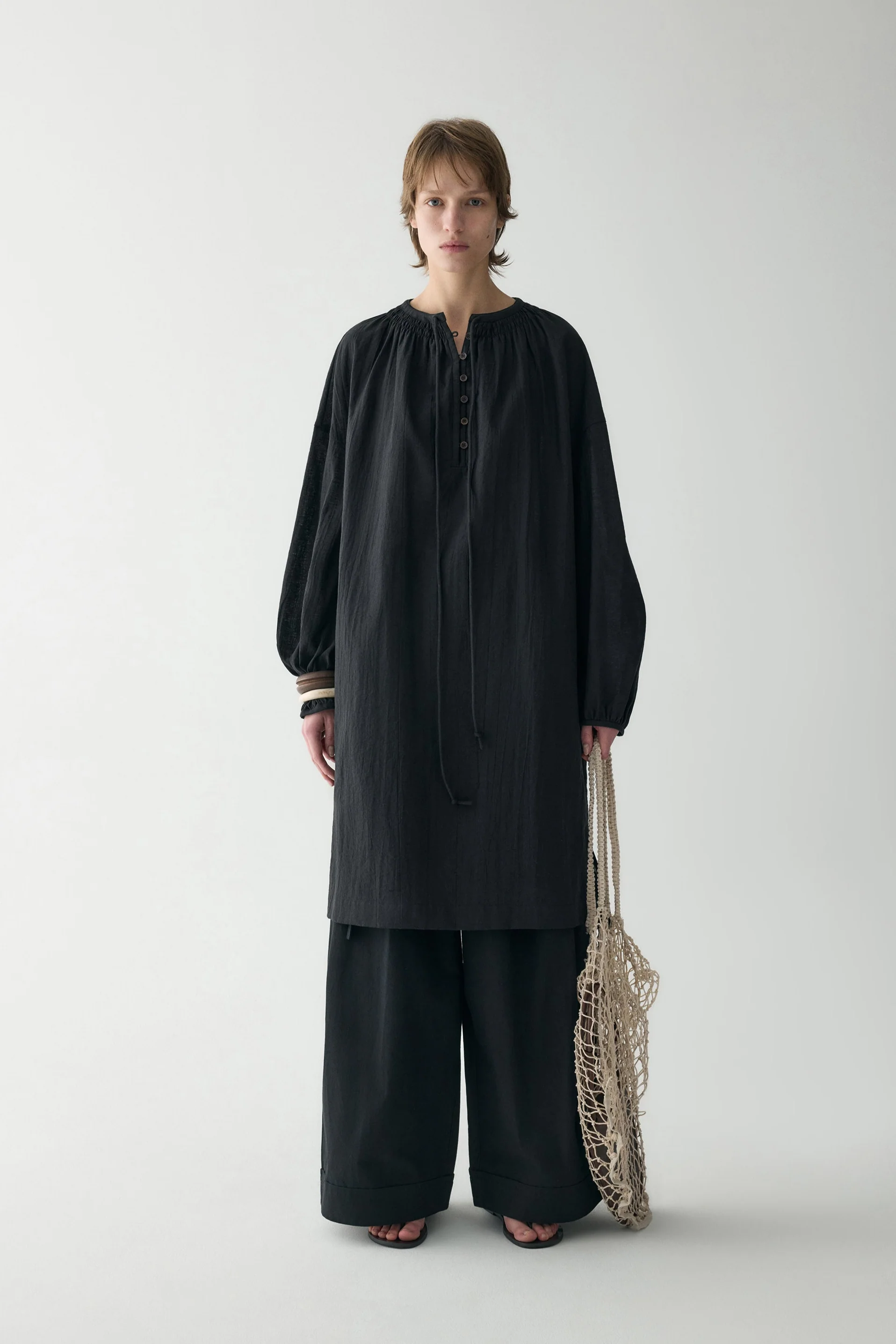 Long-sleeveed Tie-front Dress - Image 16