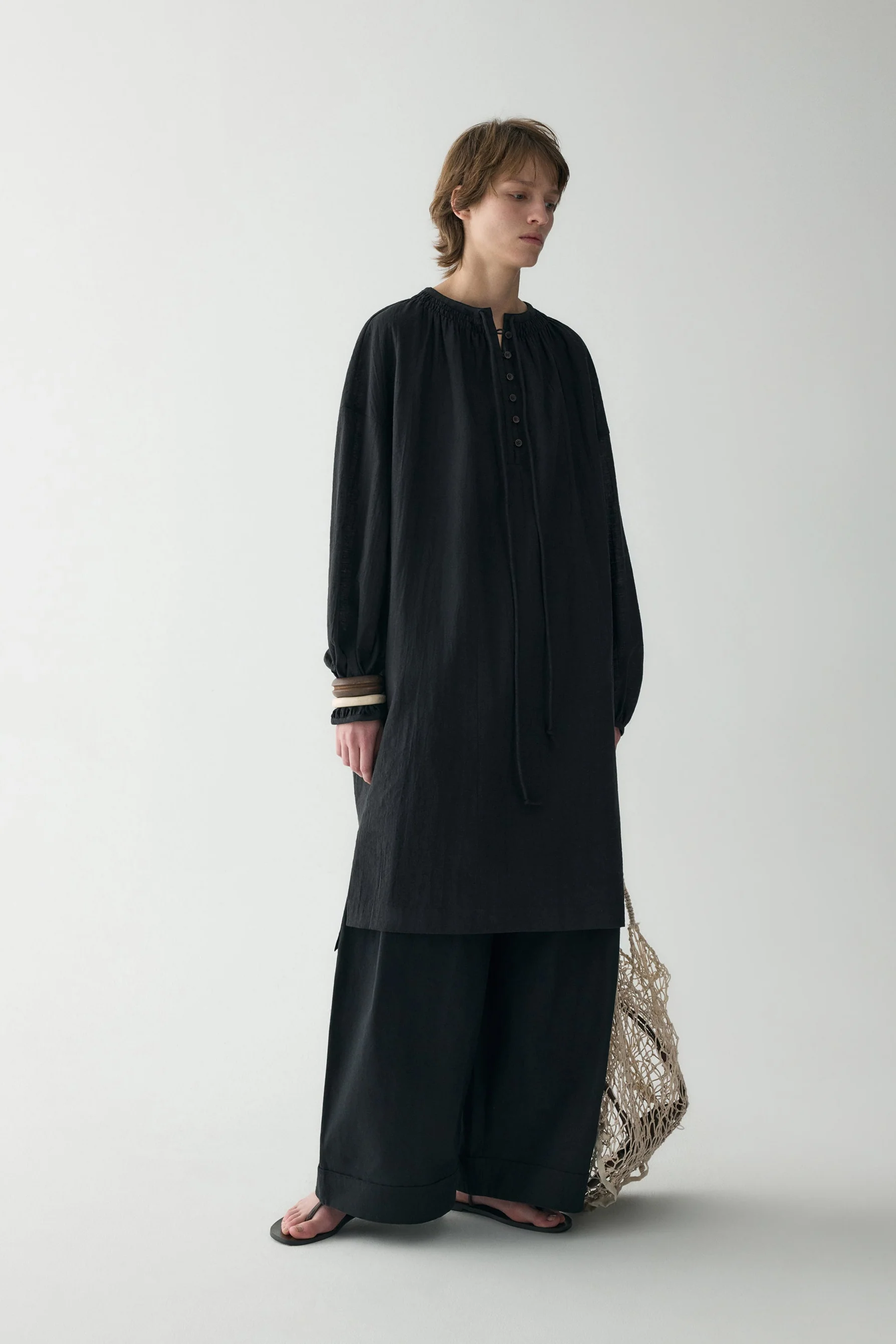 Long-sleeveed Tie-front Dress - Image 17
