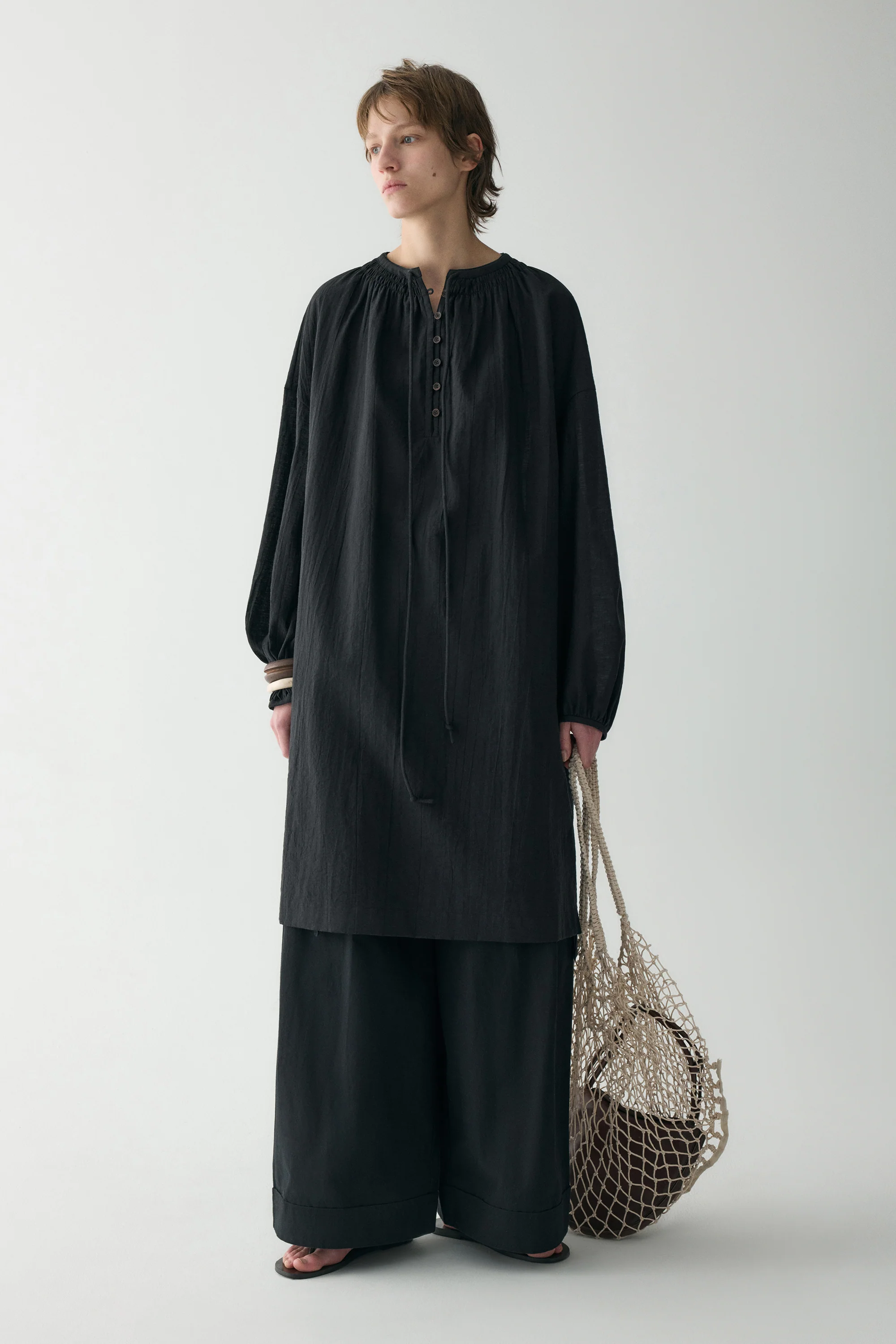 Long-sleeveed Tie-front Dress - Image 18