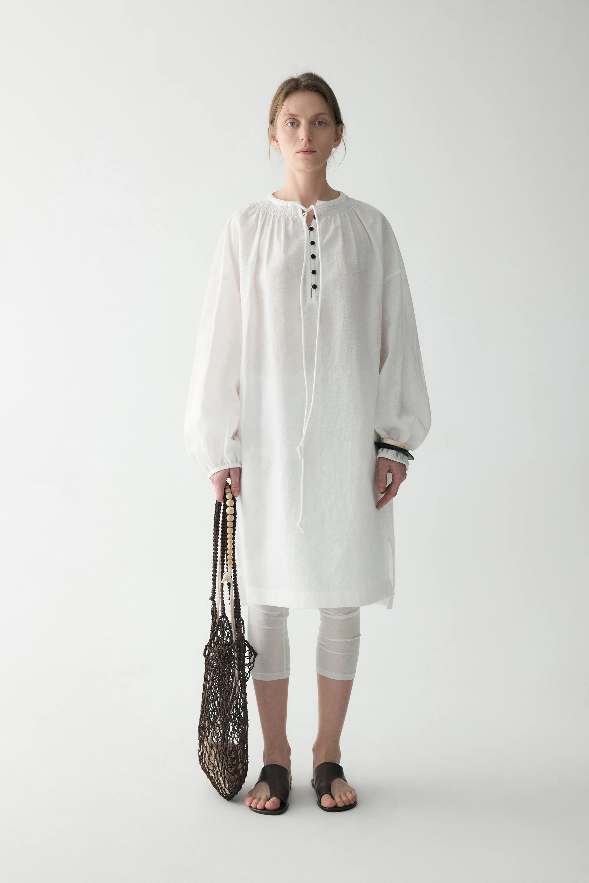 Long-sleeveed Tie-front Dress - Image 3