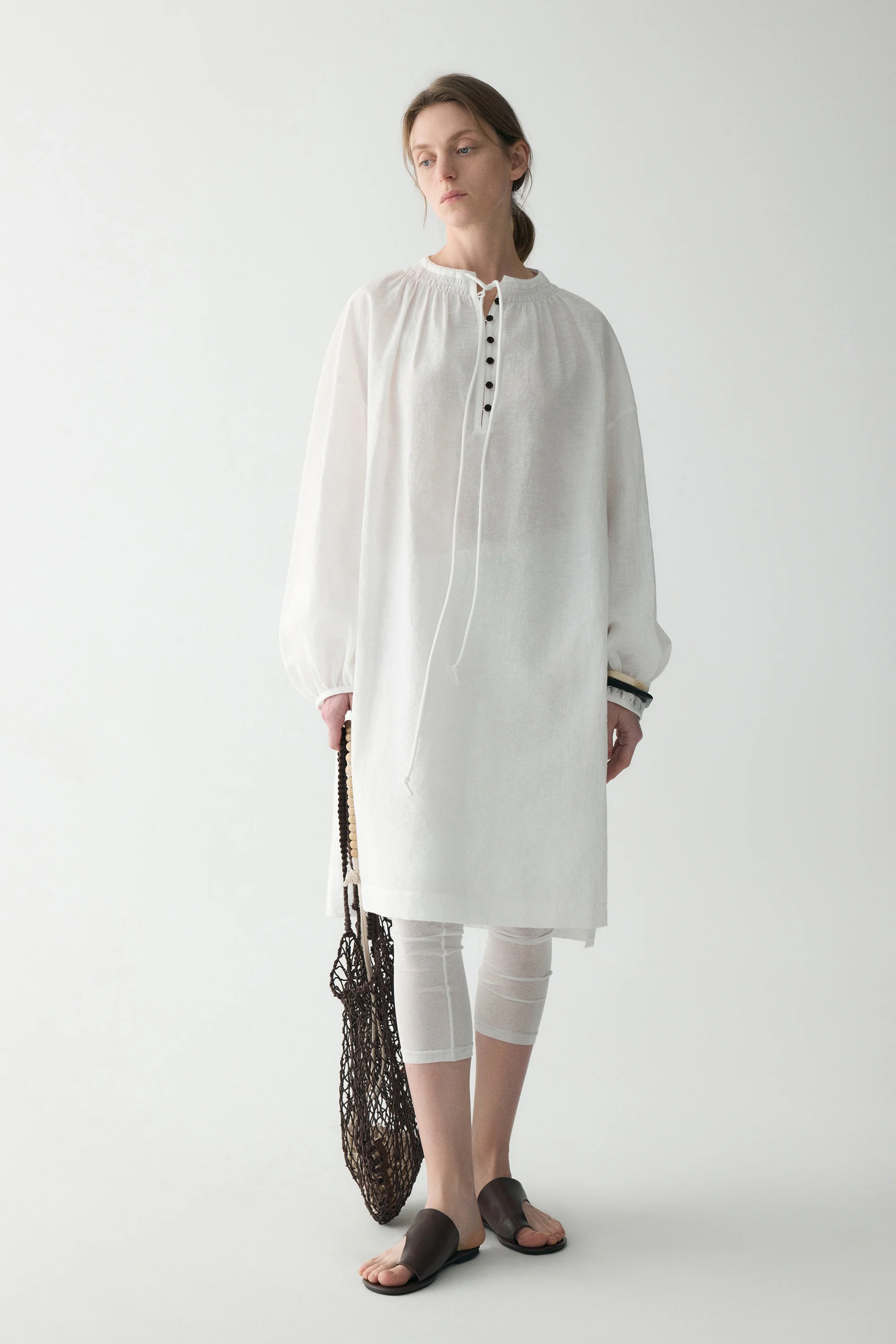 Long-sleeveed Tie-front Dress - Image 4