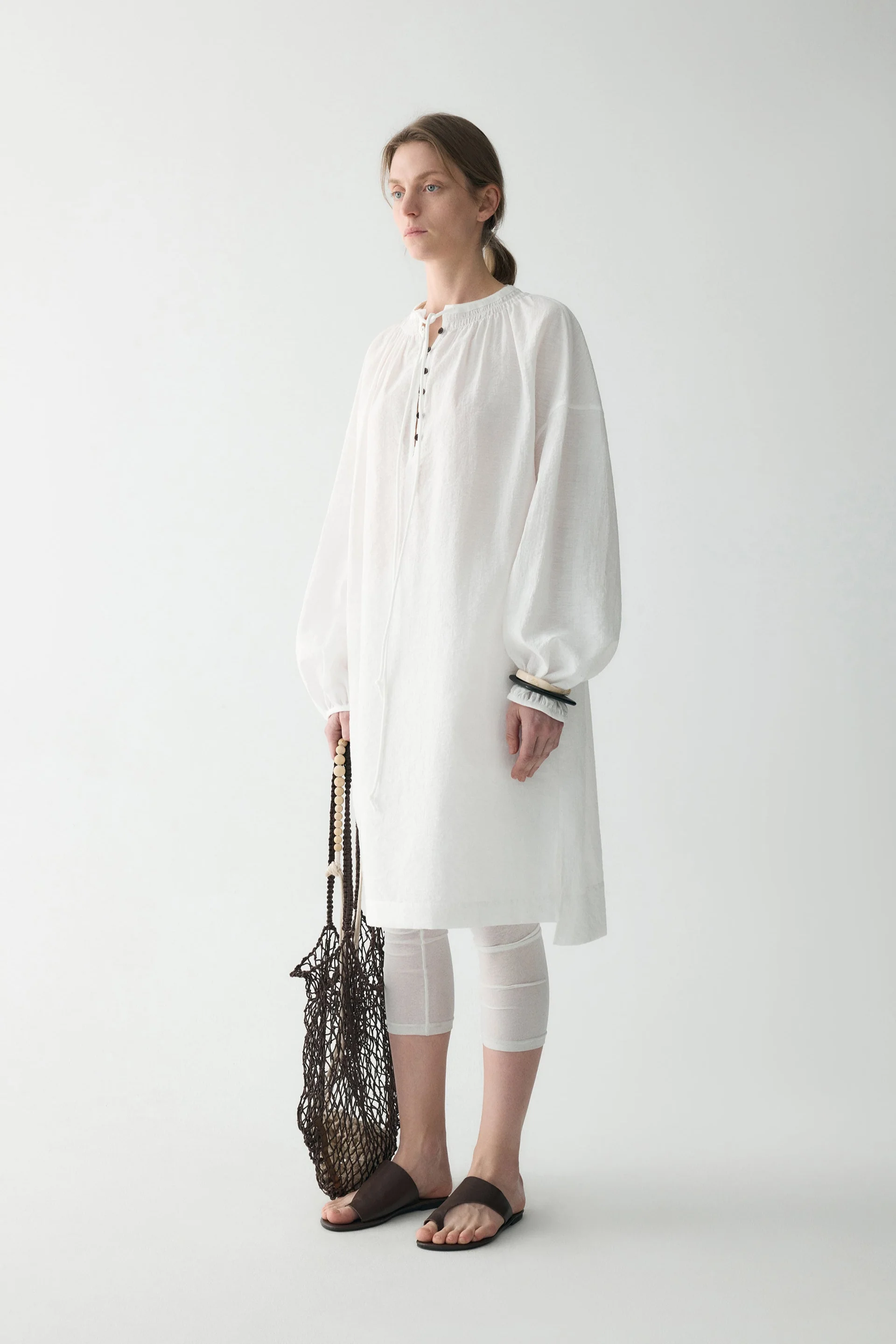 Long-sleeveed Tie-front Dress - Image 5