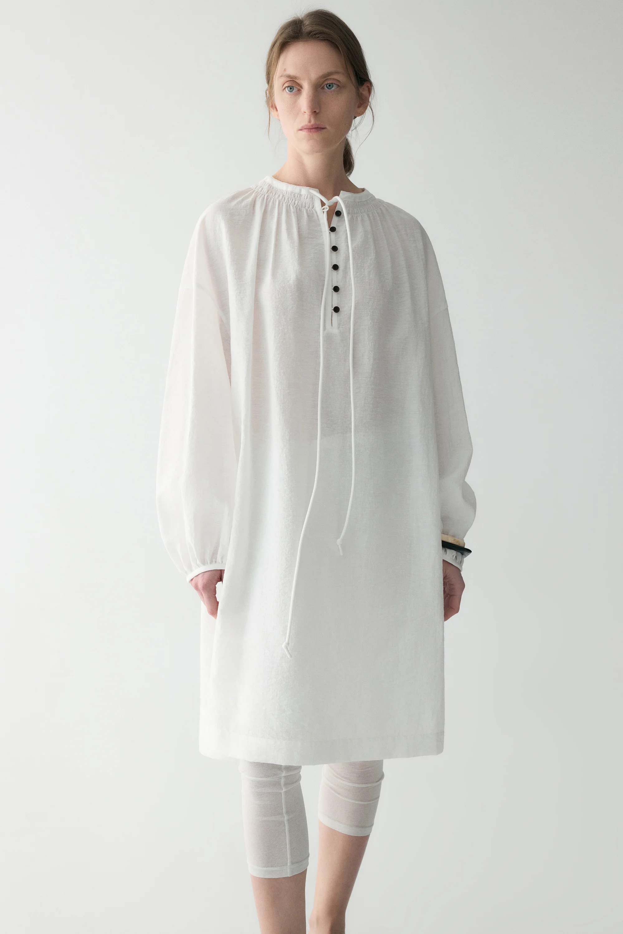 Long-sleeveed Tie-front Dress - Image 6