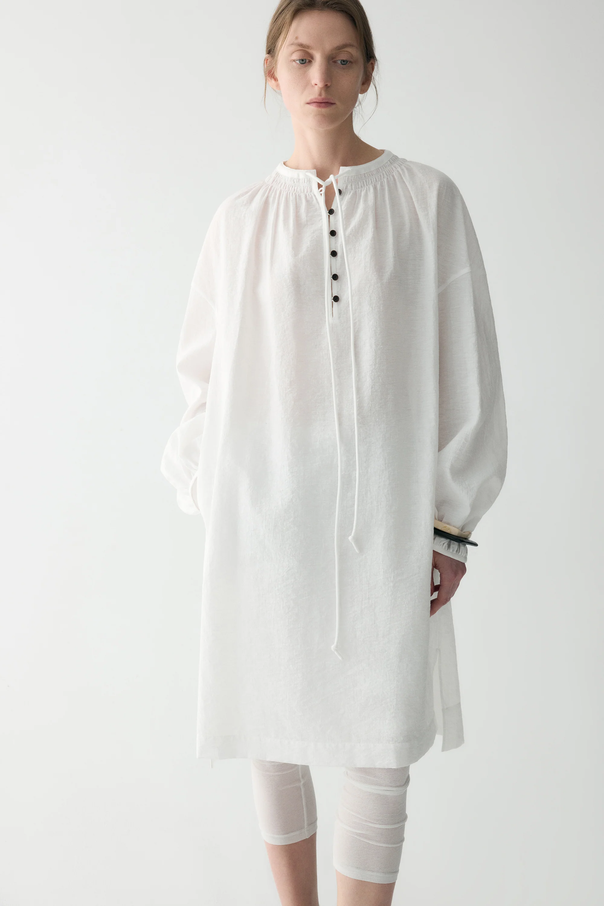 Long-sleeveed Tie-front Dress - Image 7
