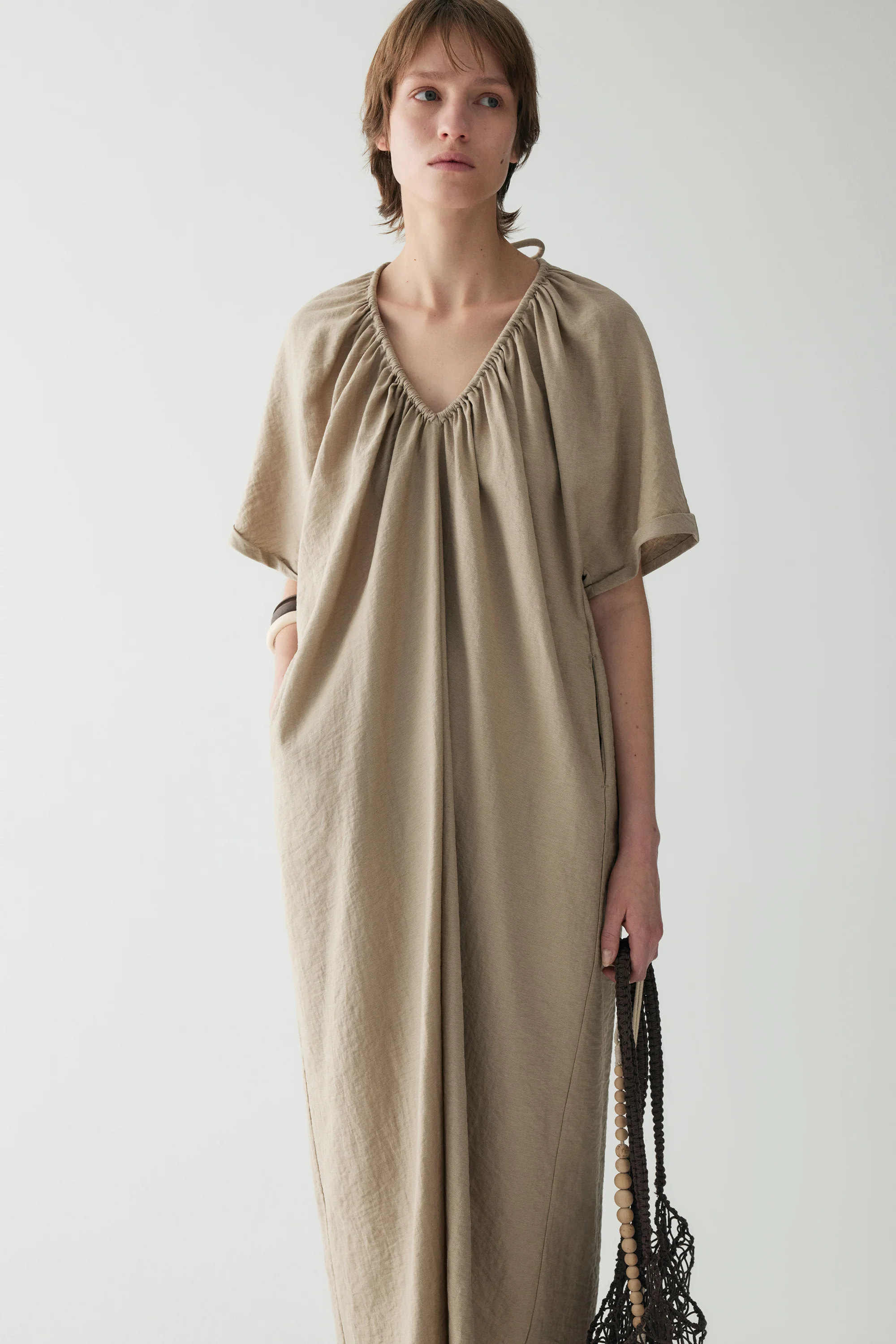 Drawstring V-neck Dress - Image 15