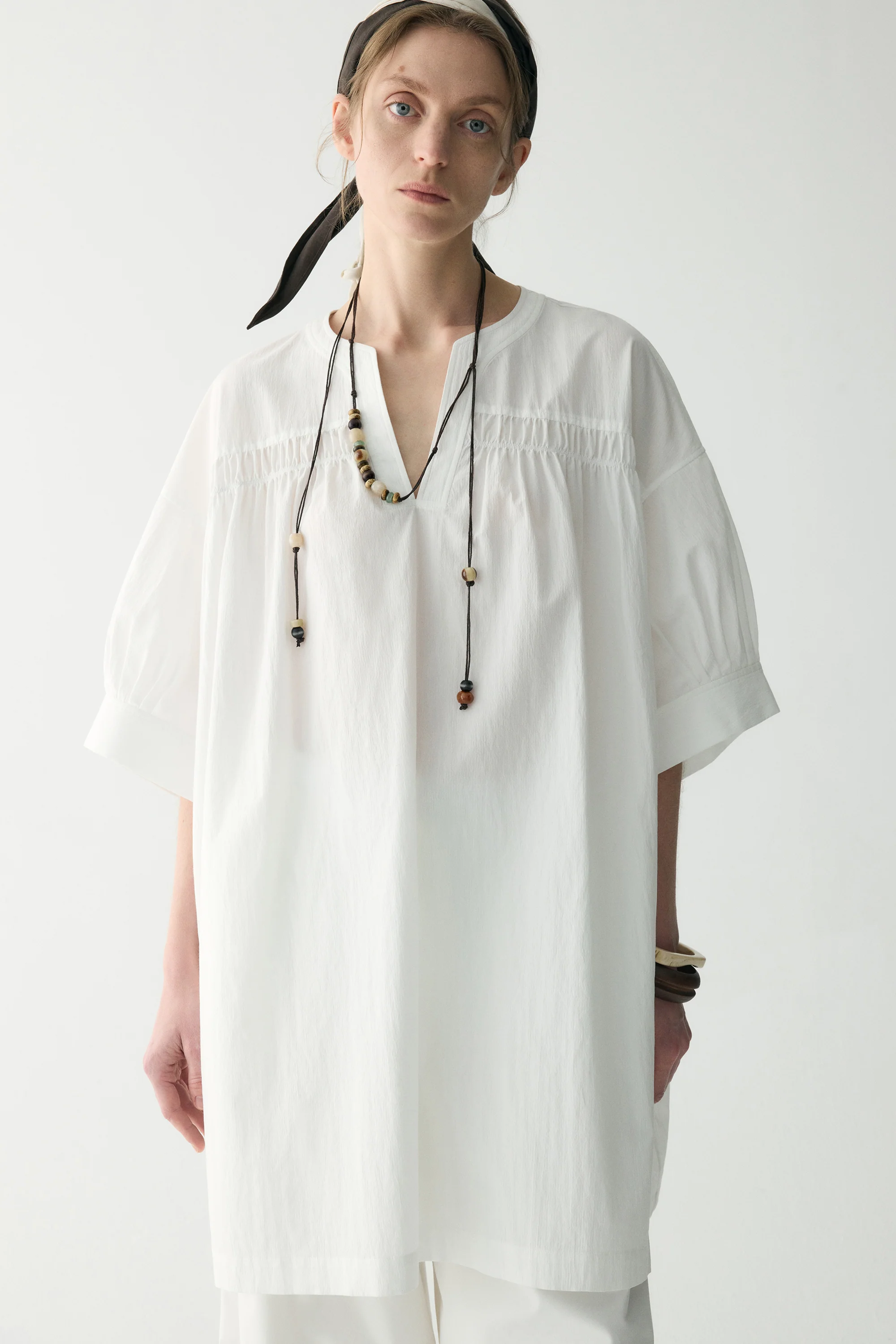 Cotton Pleated Mini Dress - Image 10