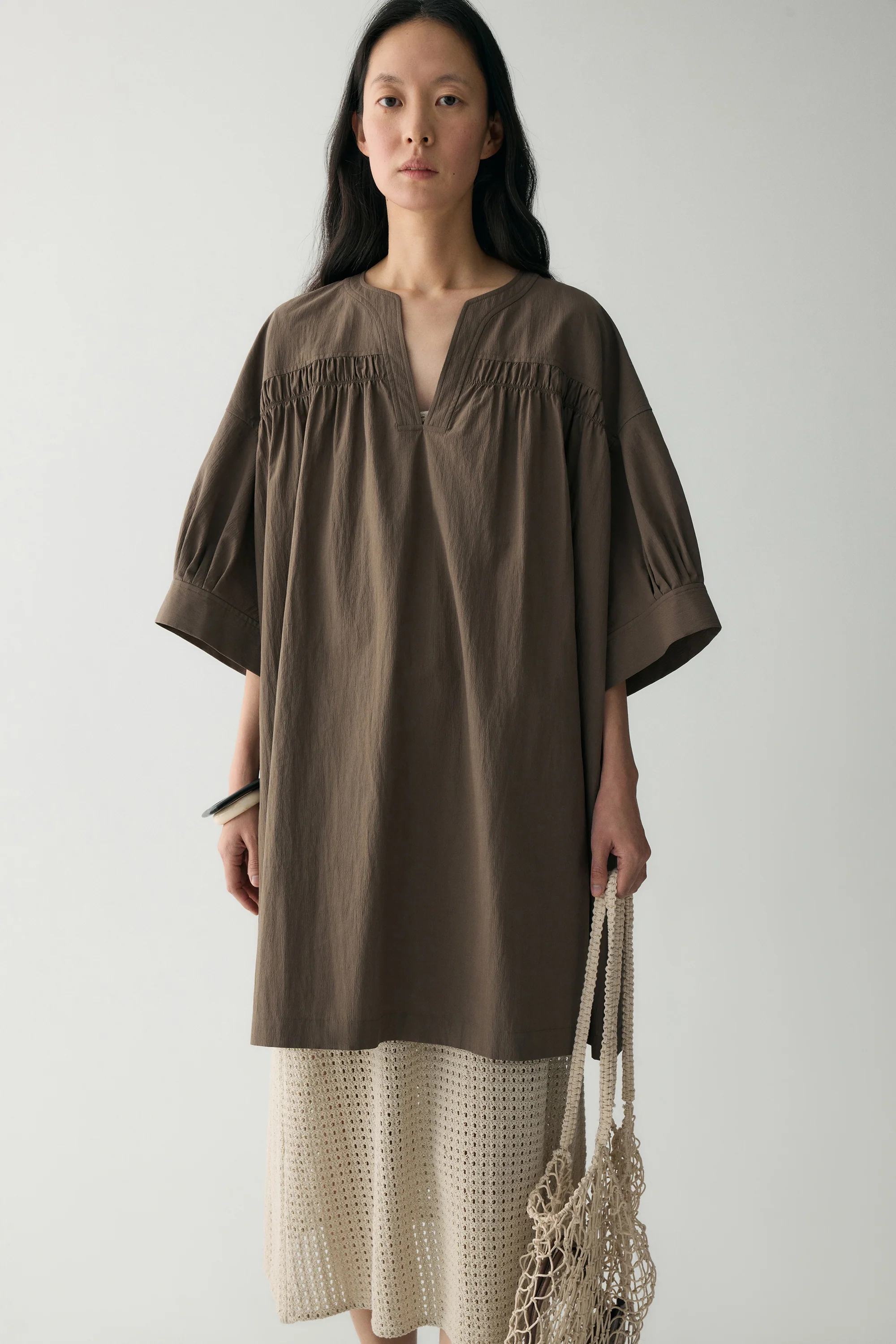 Cotton Pleated Mini Dress - Image 21