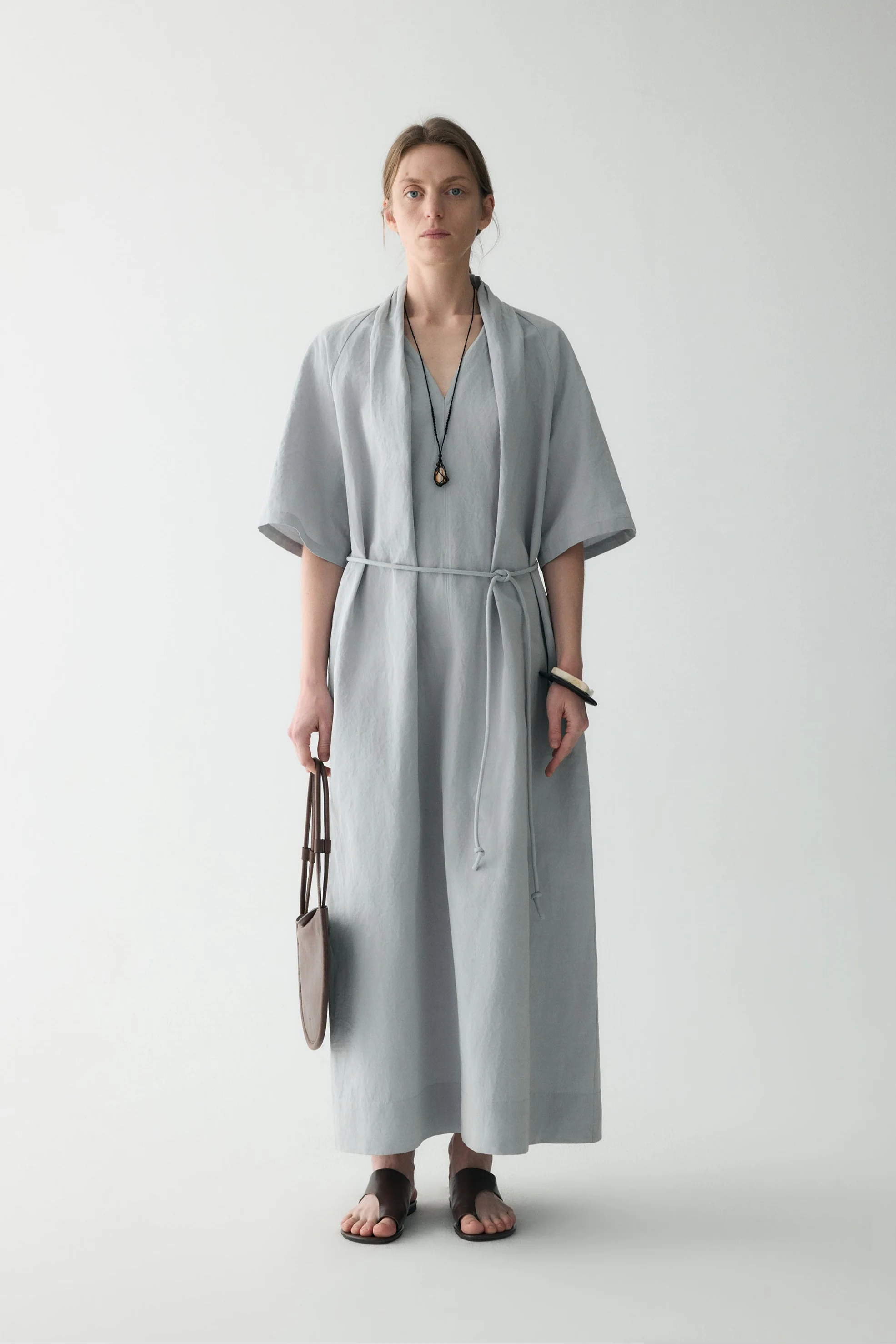 Cotton-linen V-neck Dress - Image 3