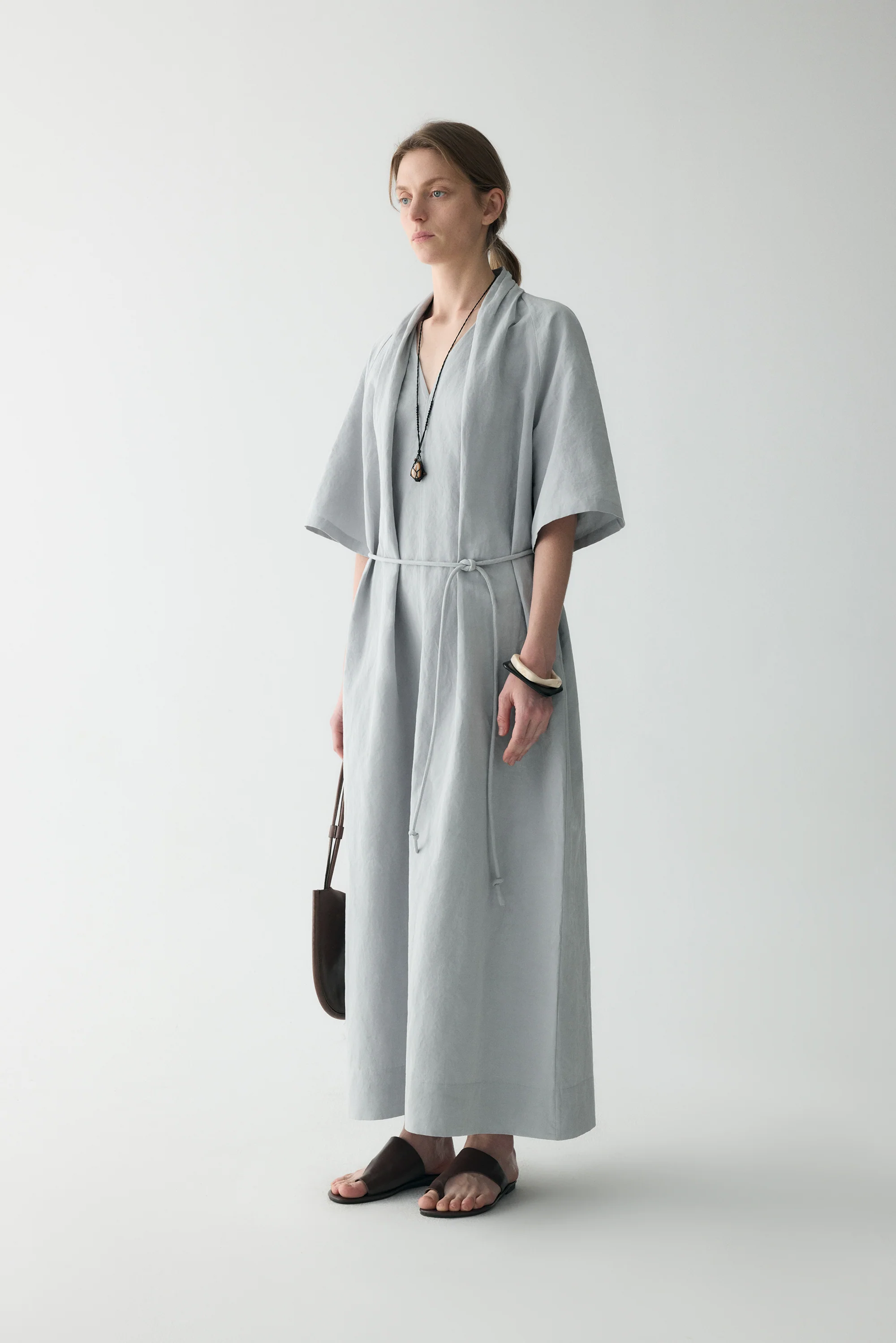 Cotton-linen V-neck Dress - Image 4