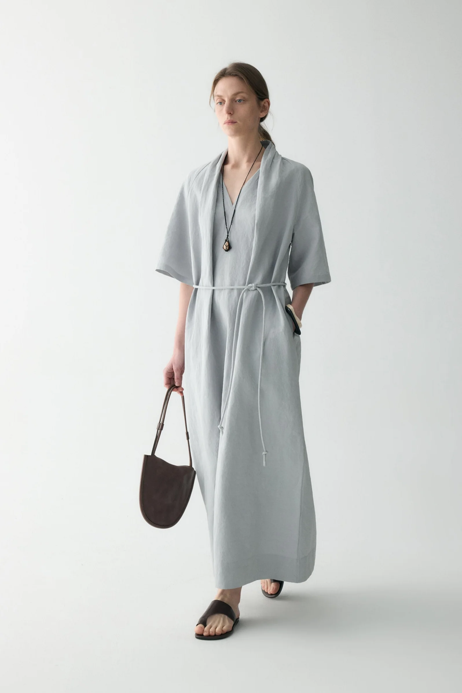 Cotton-linen V-neck Dress - Image 5