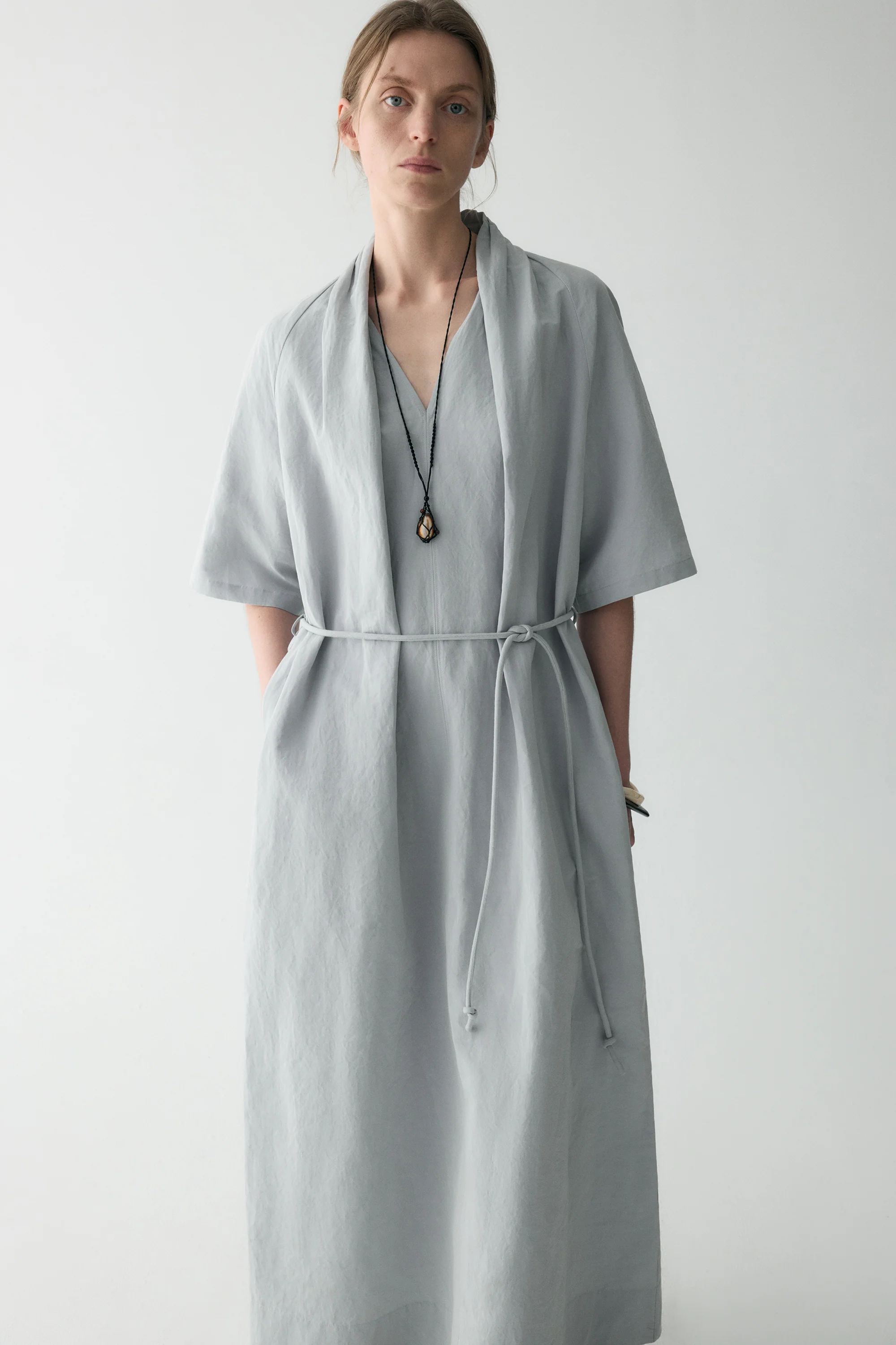 Cotton-linen V-neck Dress - Image 6