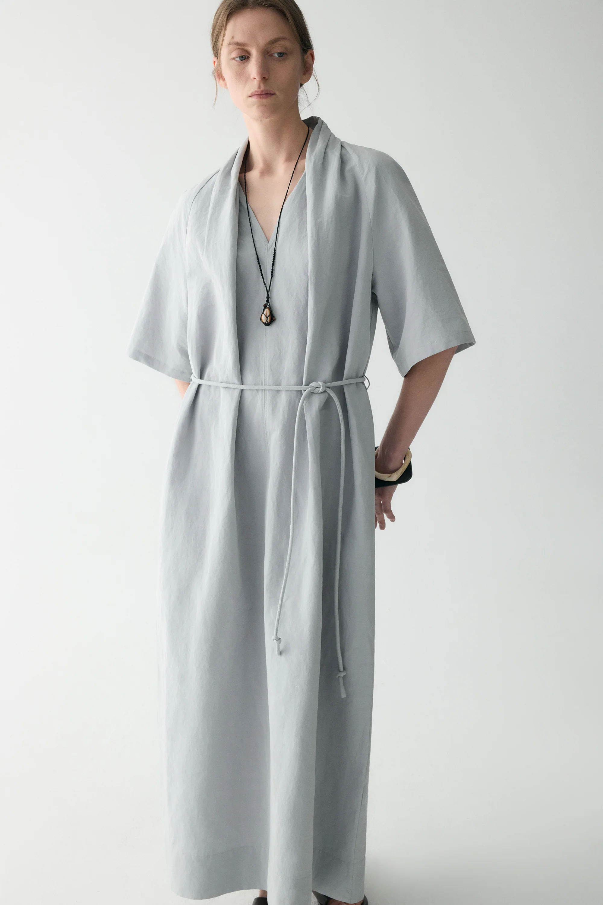 Cotton-linen V-neck Dress - Image 7