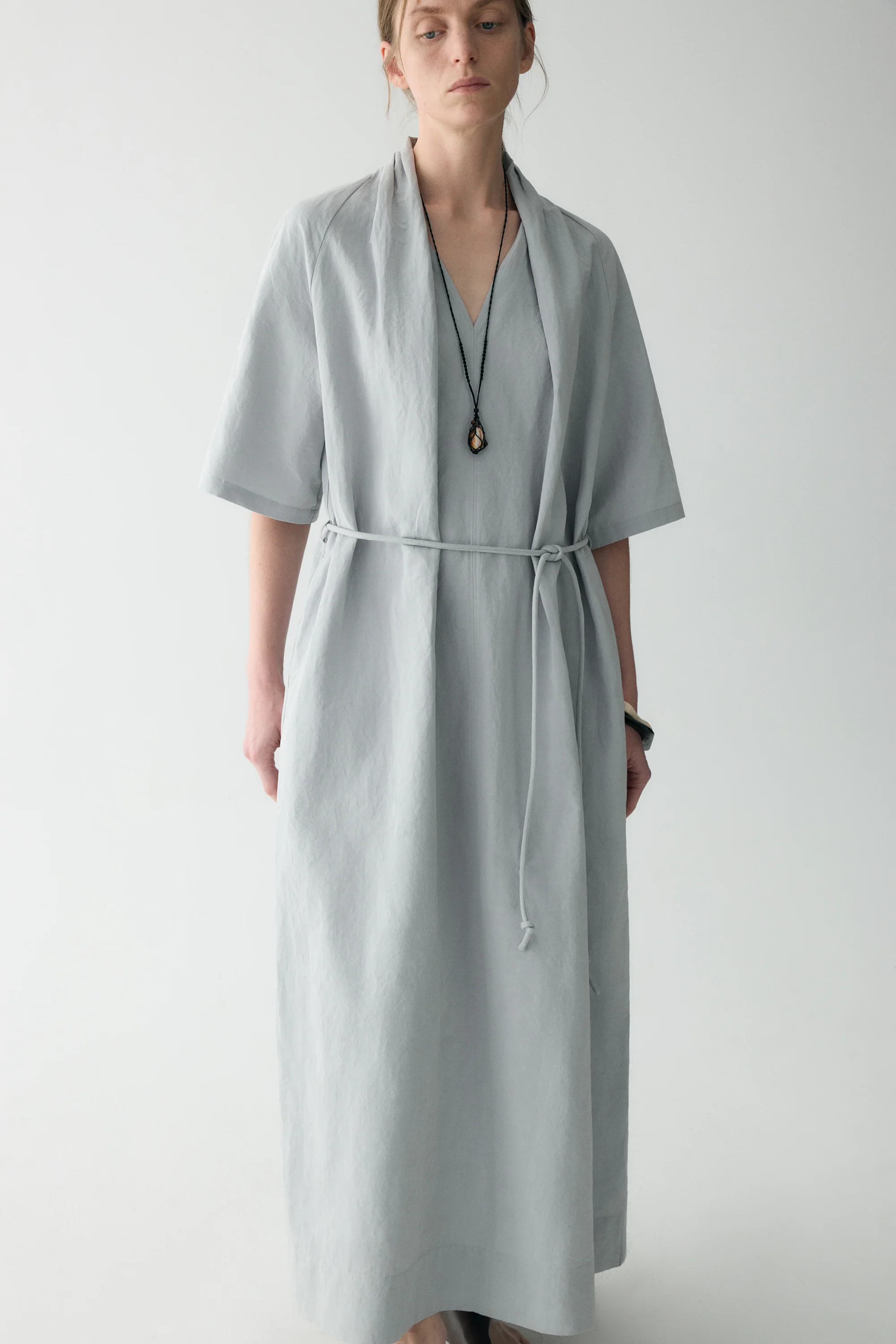 Cotton-linen V-neck Dress - Image 8