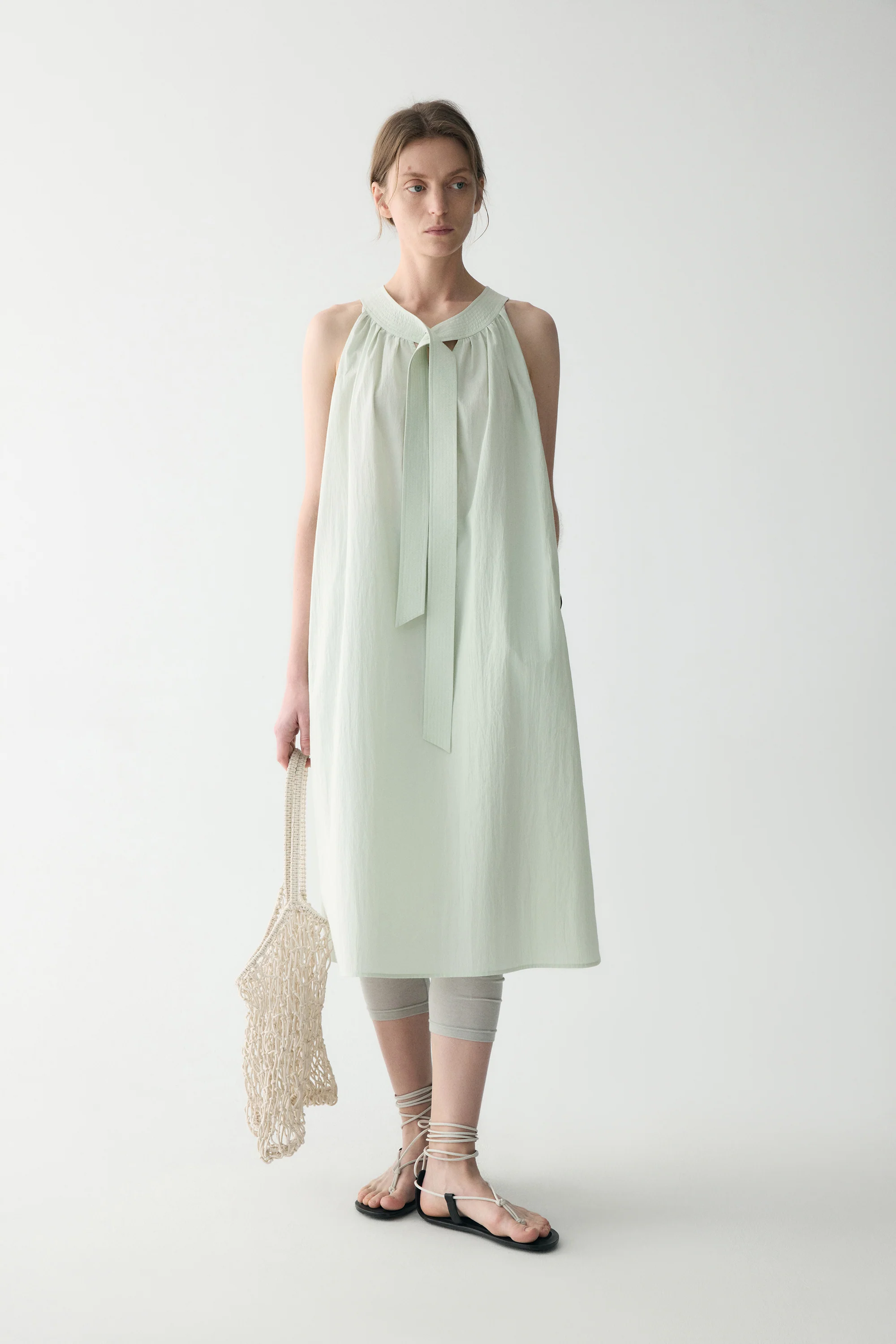 Neck-tie Cotton Dress