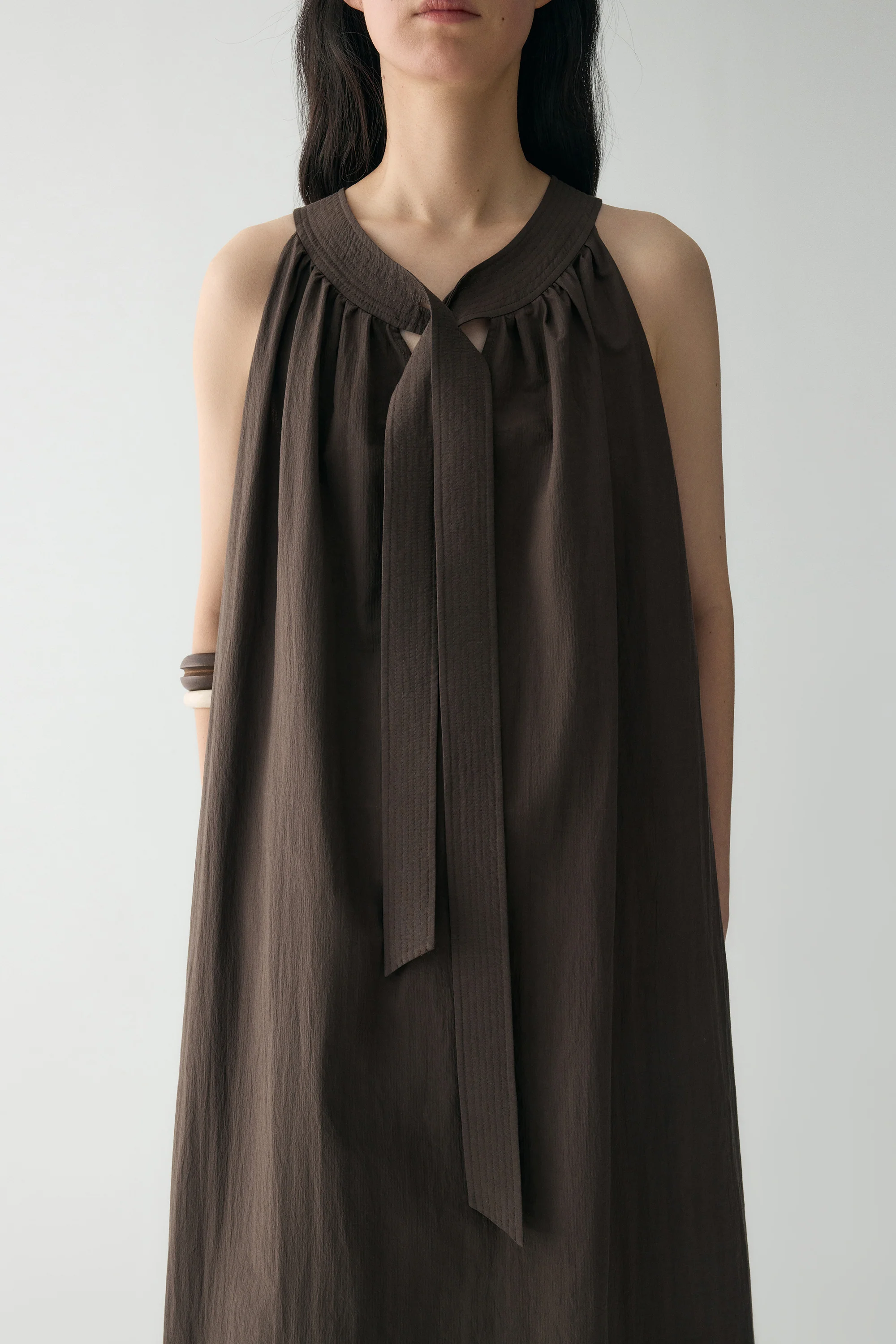 Neck-tie Cotton Dress - Image 11