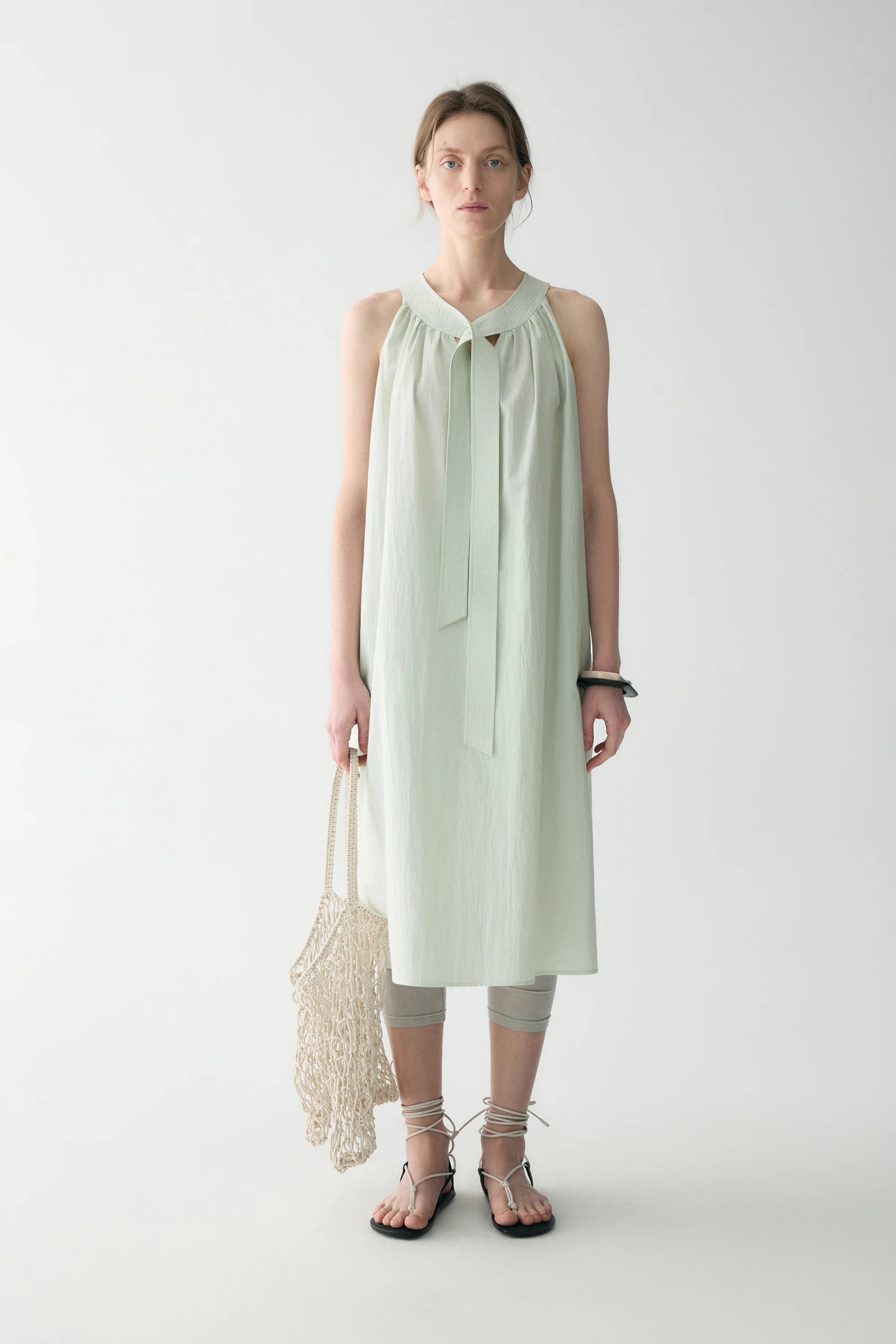 Neck-tie Cotton Dress - Image 15