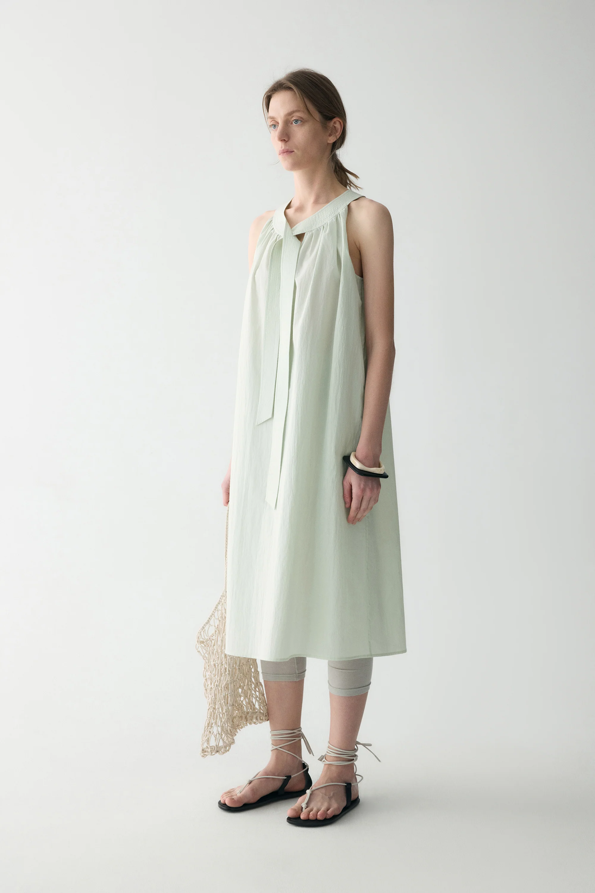 Neck-tie Cotton Dress - Image 16