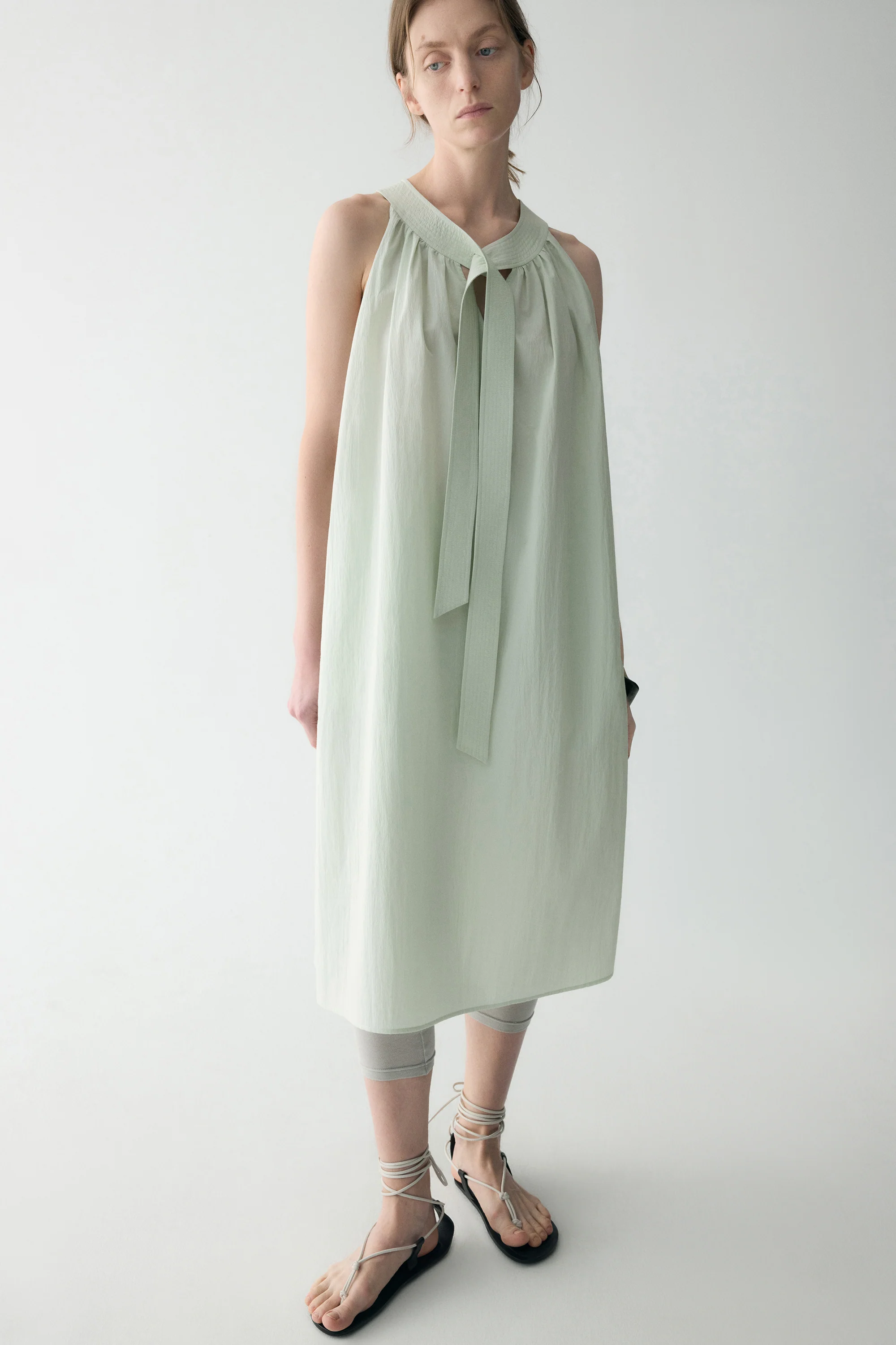 Neck-tie Cotton Dress - Image 18