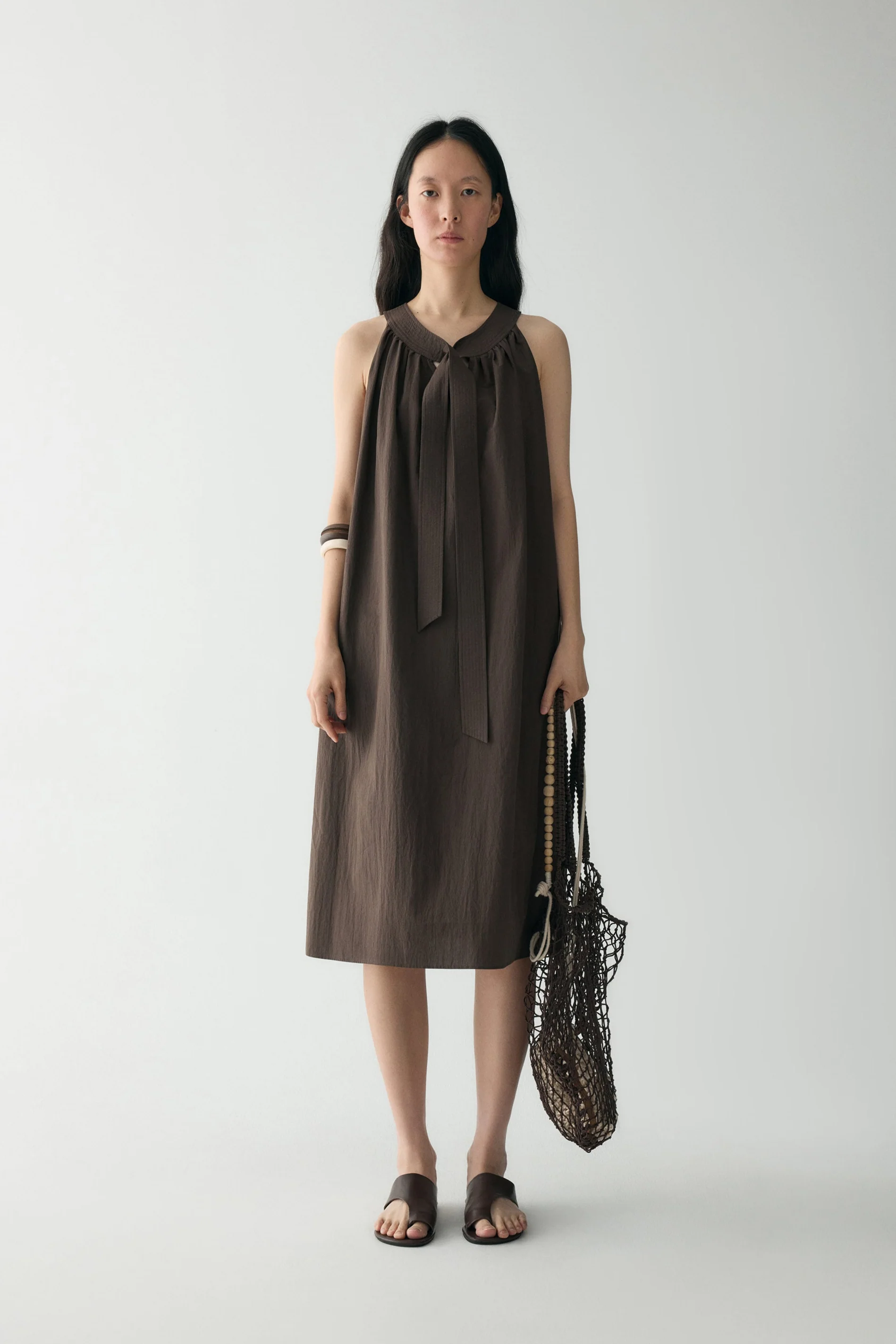 Neck-tie Cotton Dress - Image 3