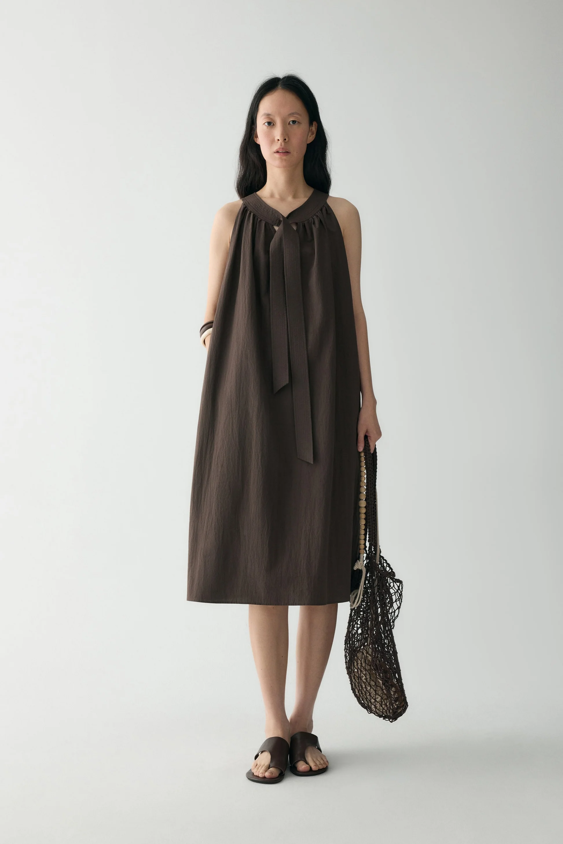 Neck-tie Cotton Dress - Image 4