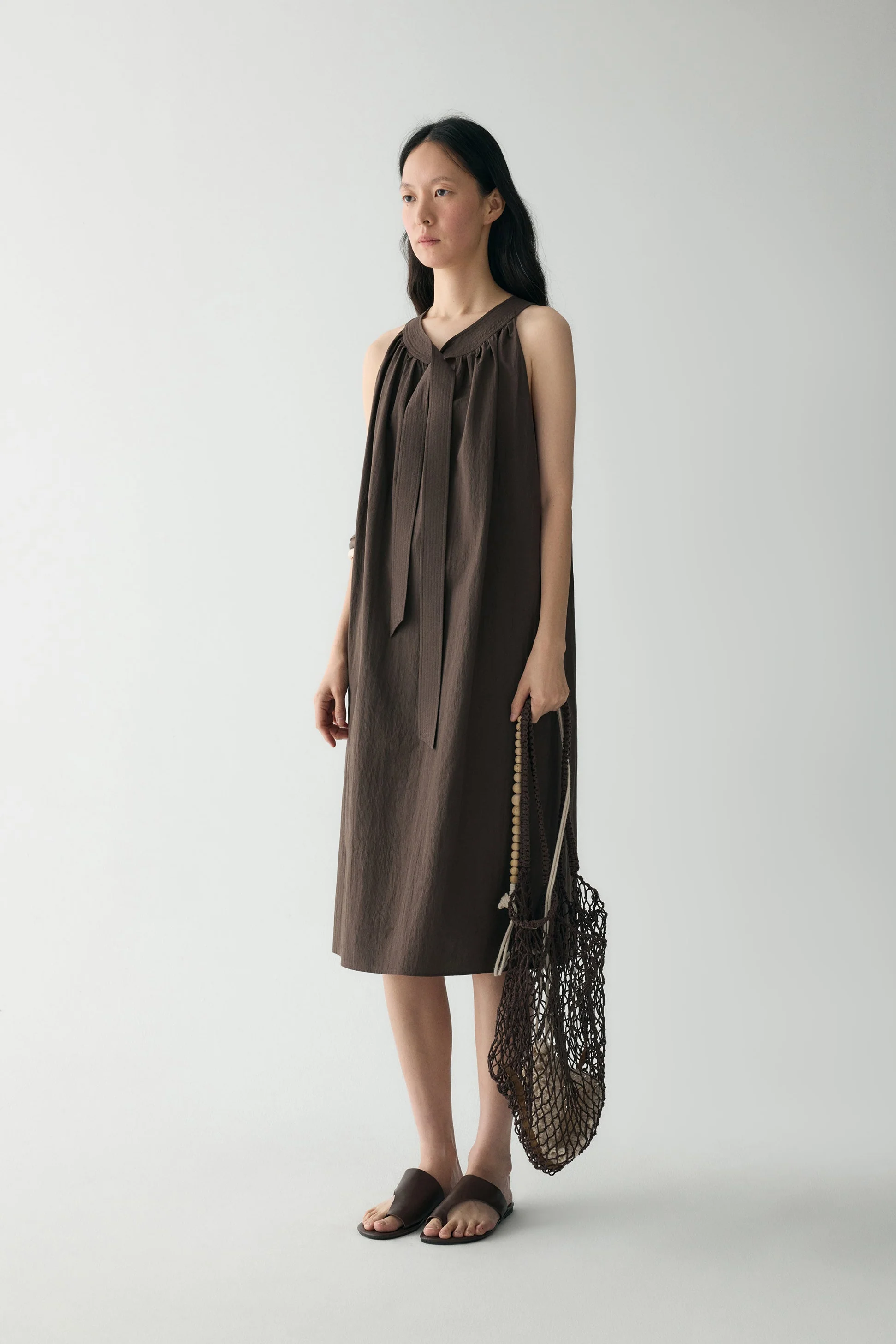 Neck-tie Cotton Dress - Image 5