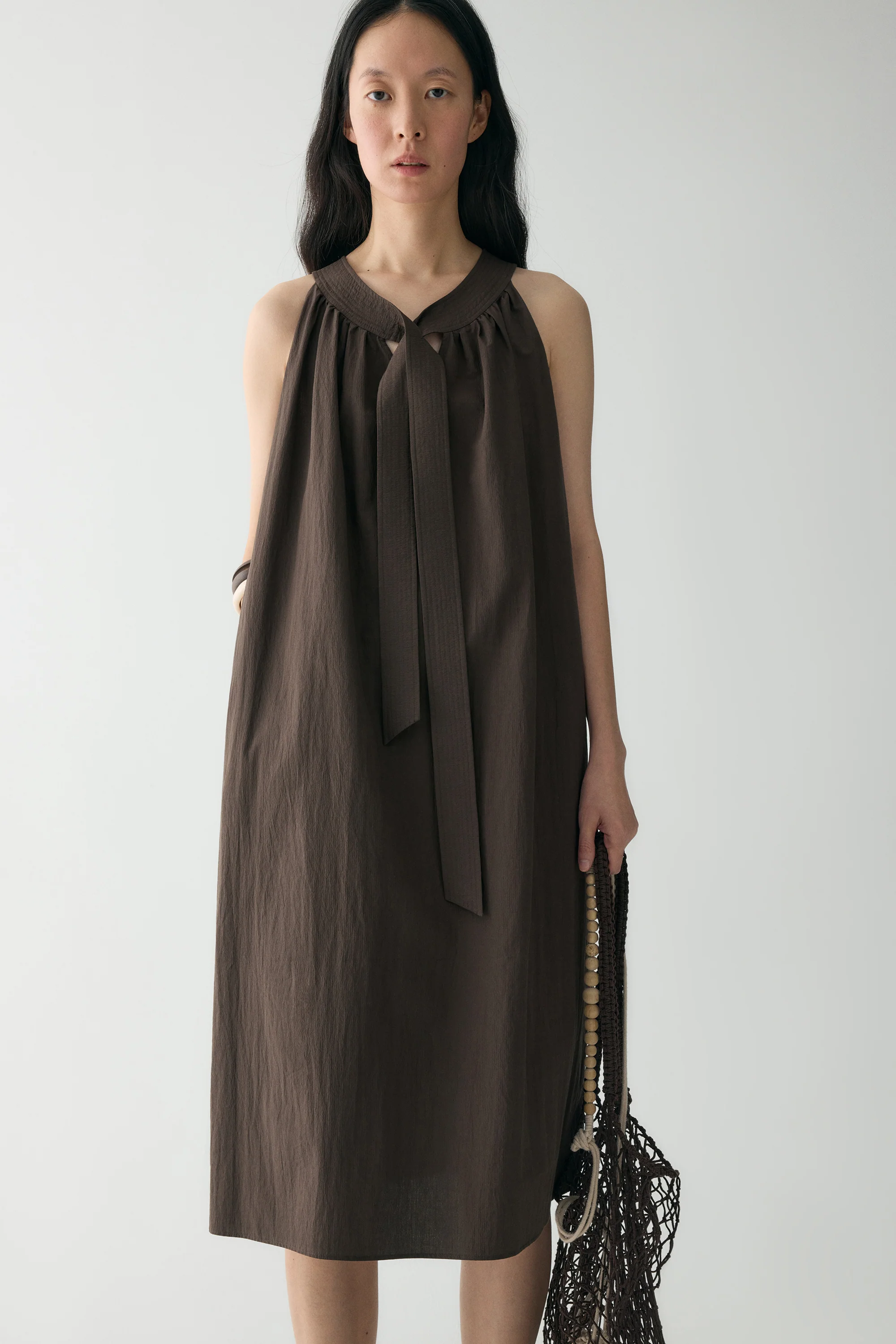 Neck-tie Cotton Dress - Image 7