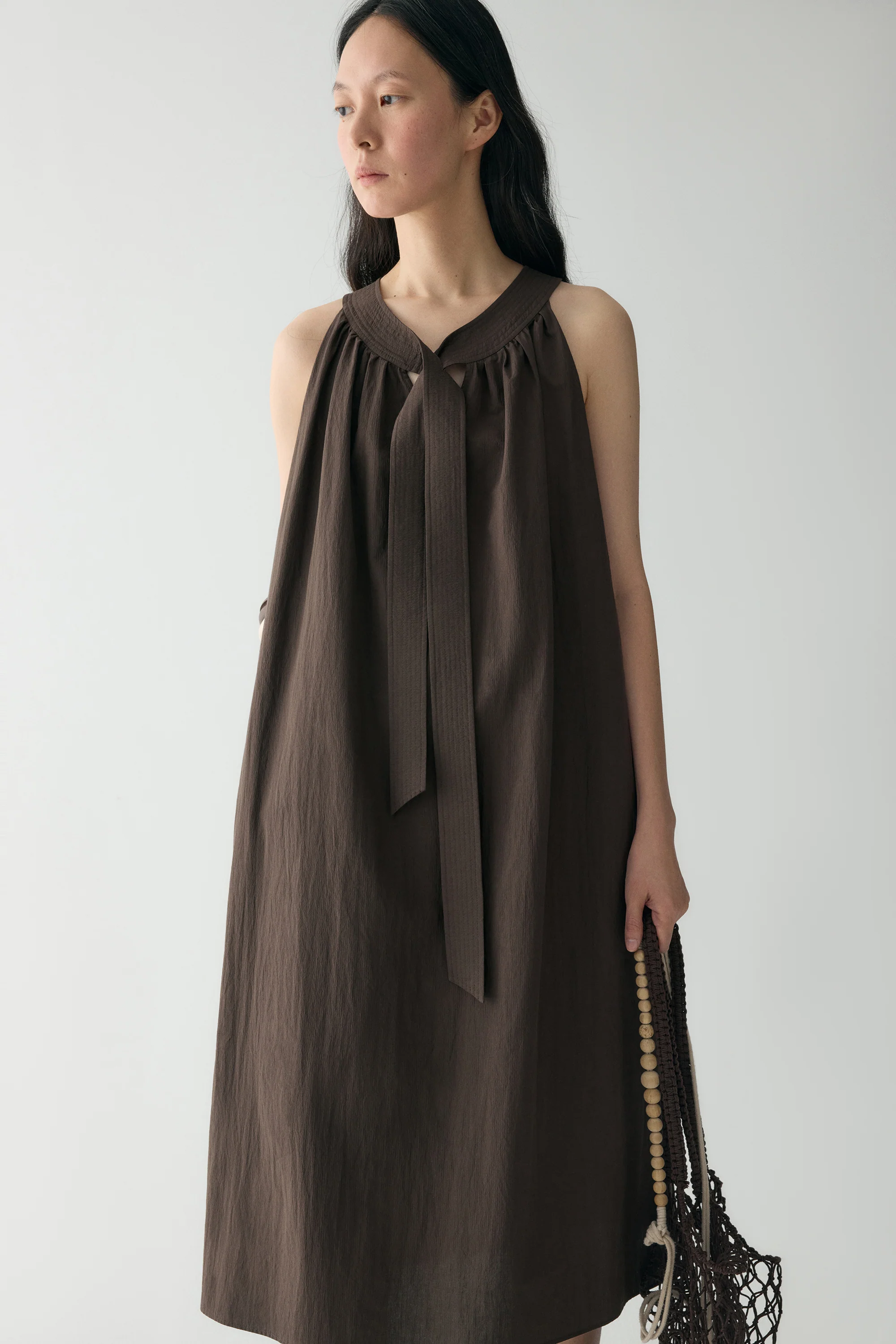 Neck-tie Cotton Dress - Image 8