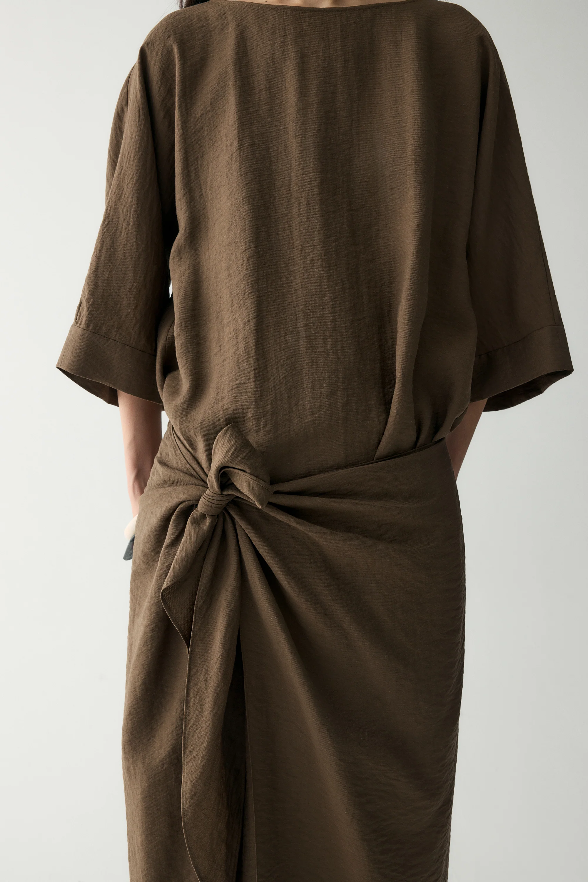 Linen Waist-knot Wrap Dress - Image 10