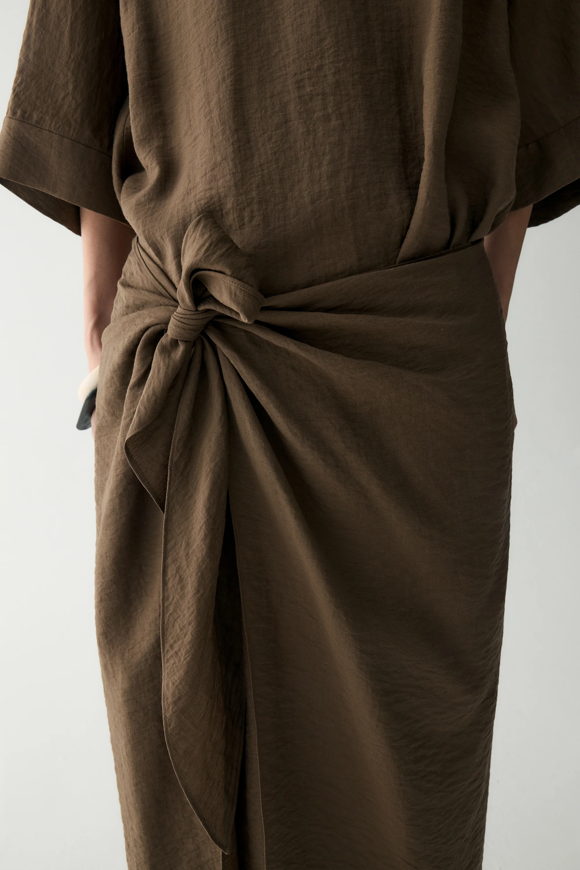 Linen Waist-knot Wrap Dress - Image 13