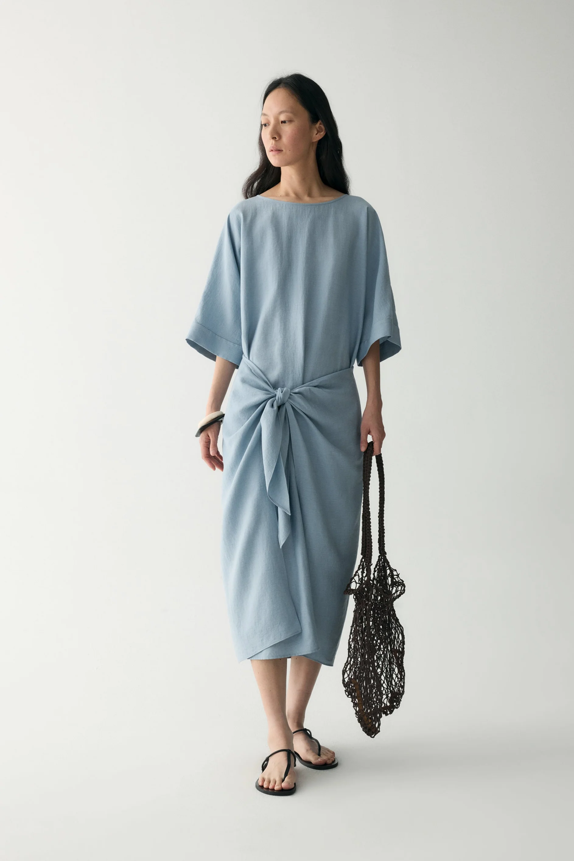 Linen Waist-knot Wrap Dress - Image 16