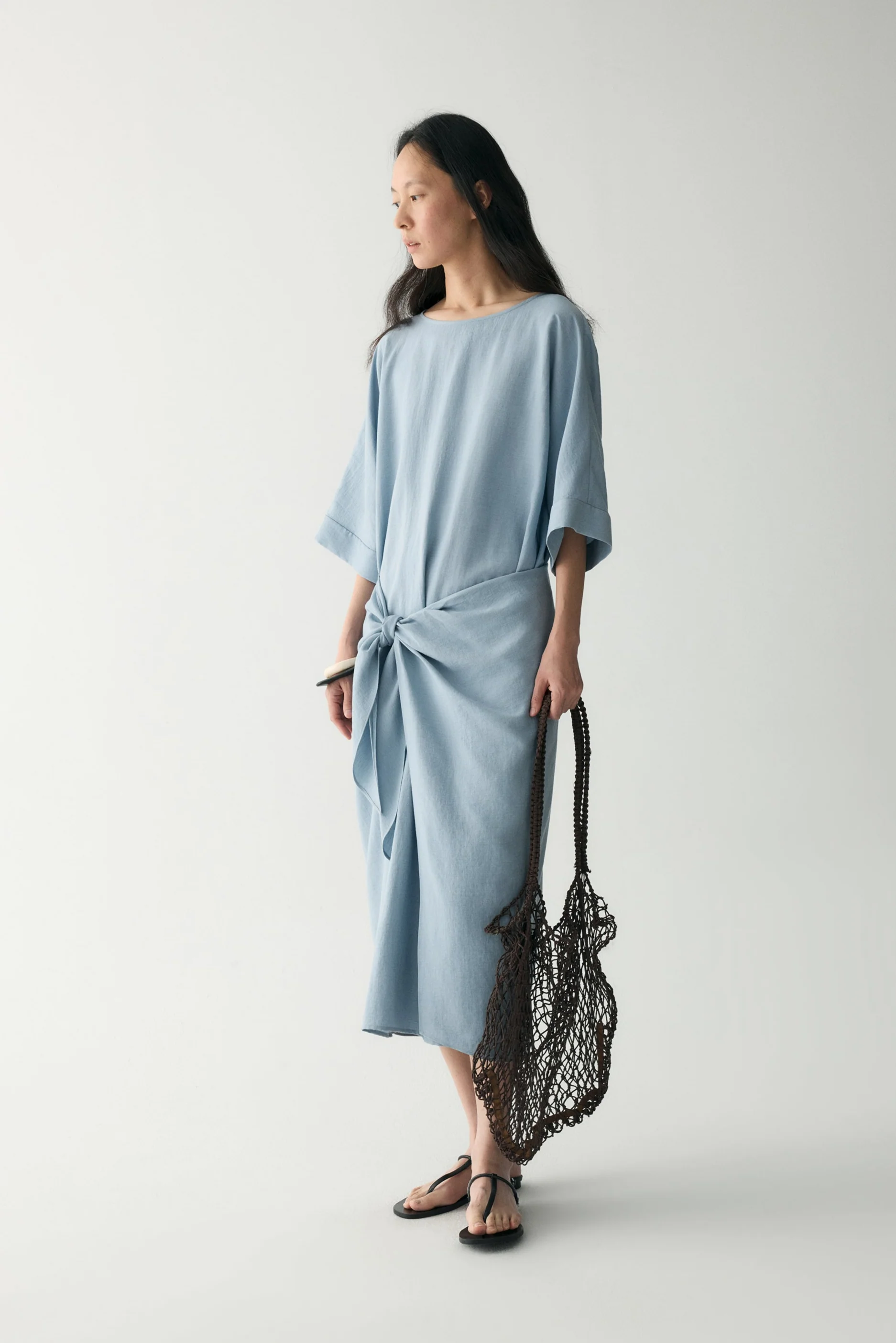 Linen Waist-knot Wrap Dress - Image 17