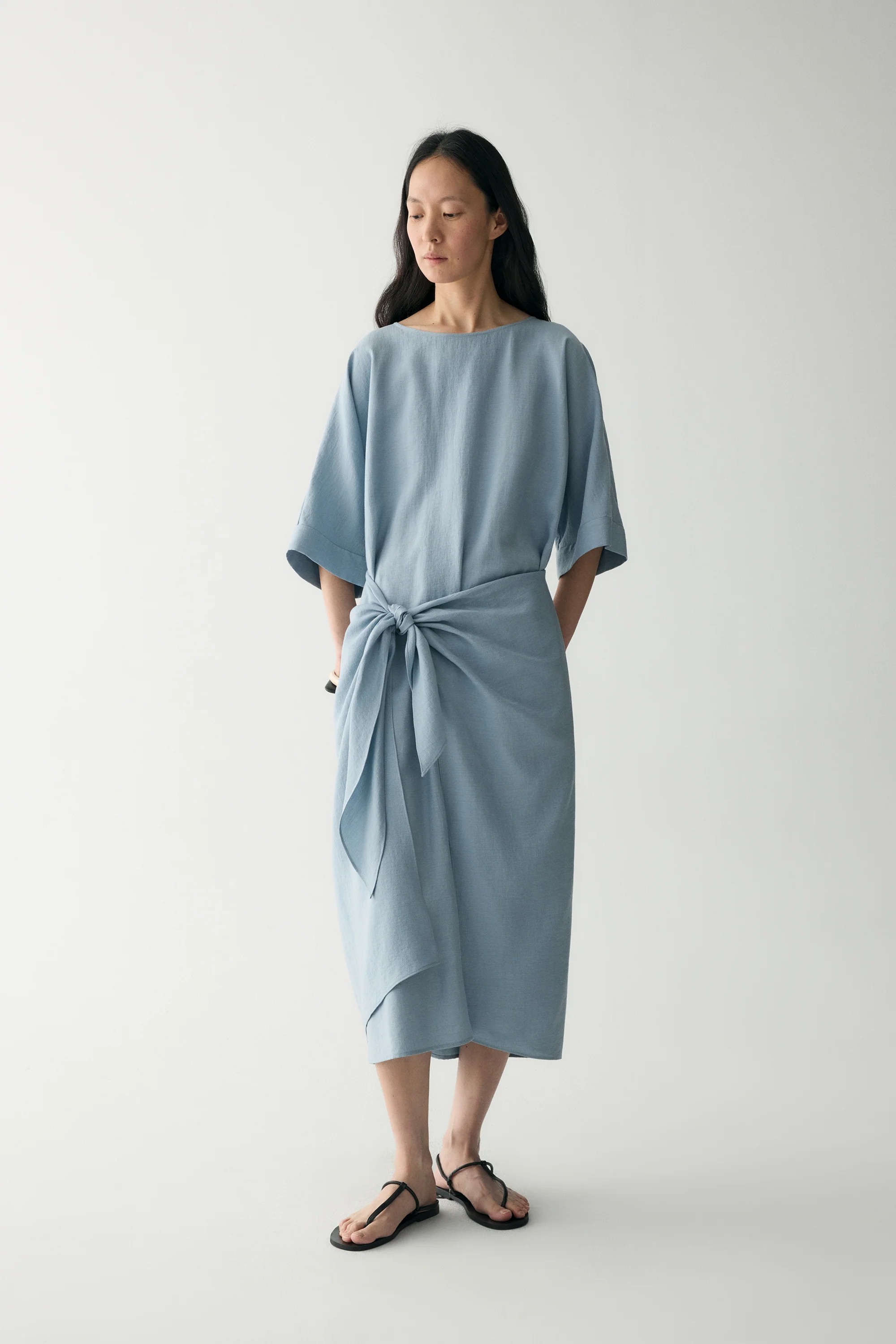 Linen Waist-knot Wrap Dress - Image 18
