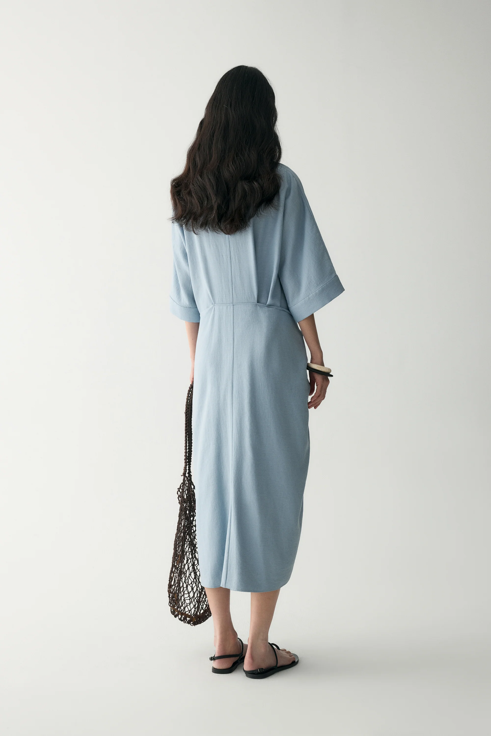 Linen Waist-knot Wrap Dress - Image 19