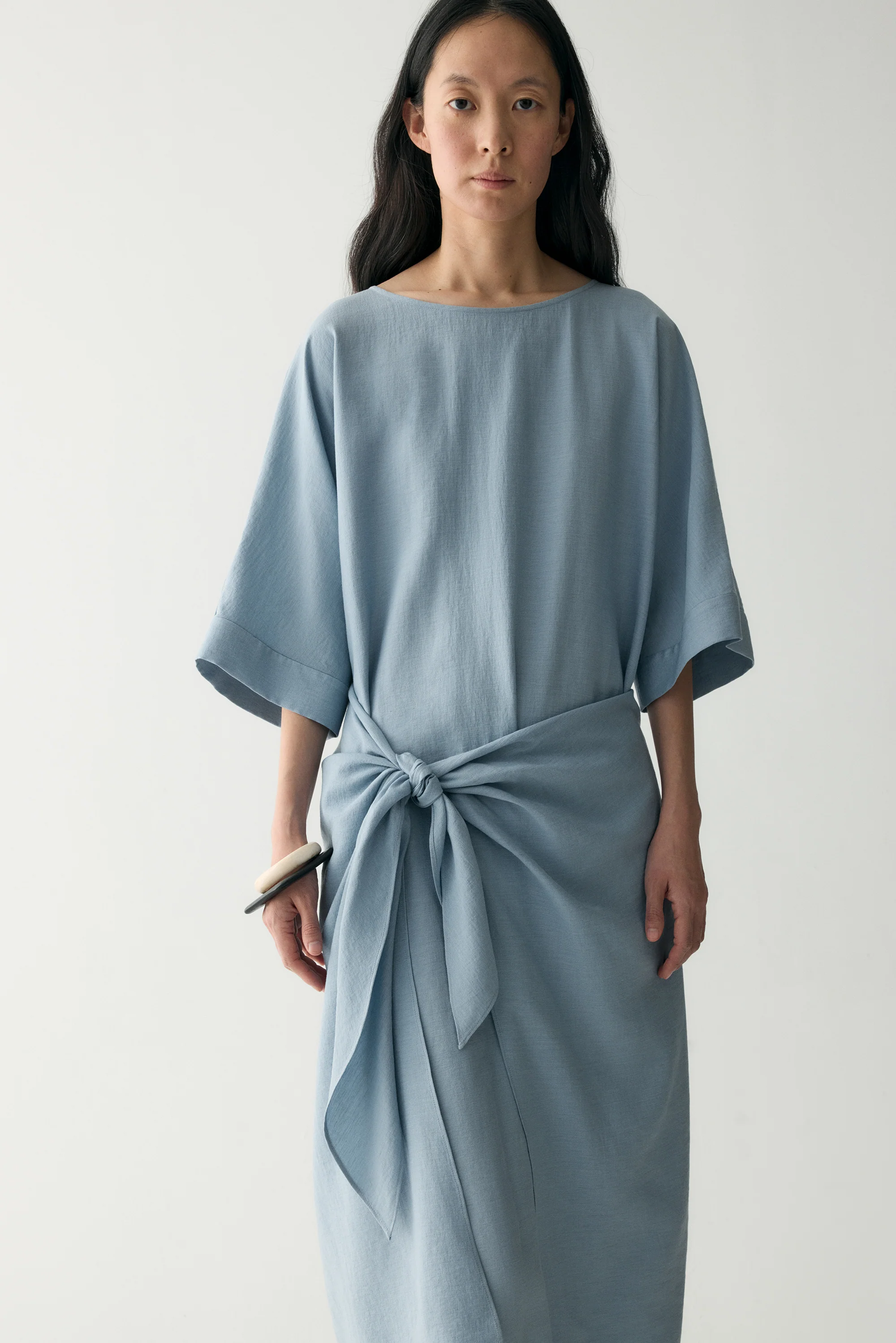 Linen Waist-knot Wrap Dress - Image 20
