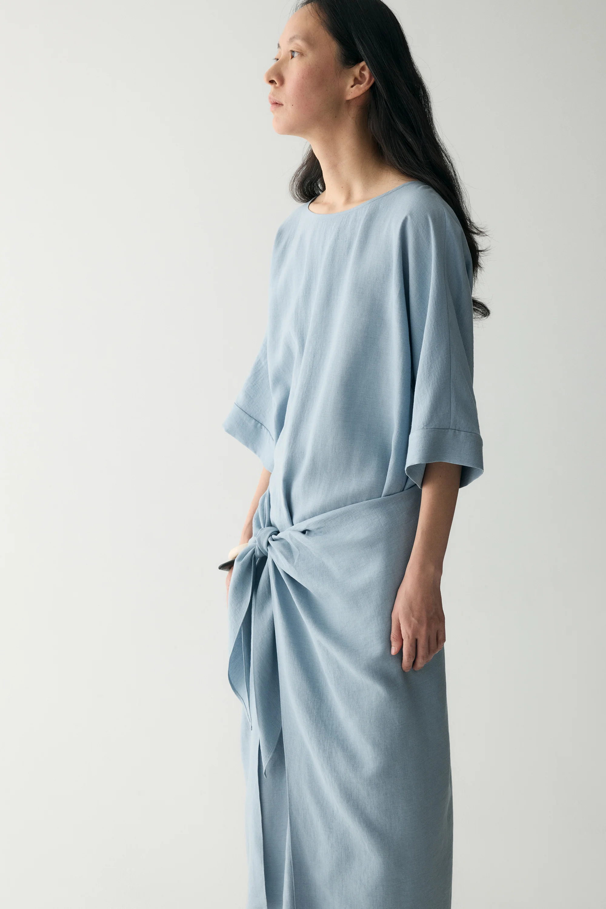Linen Waist-knot Wrap Dress - Image 22
