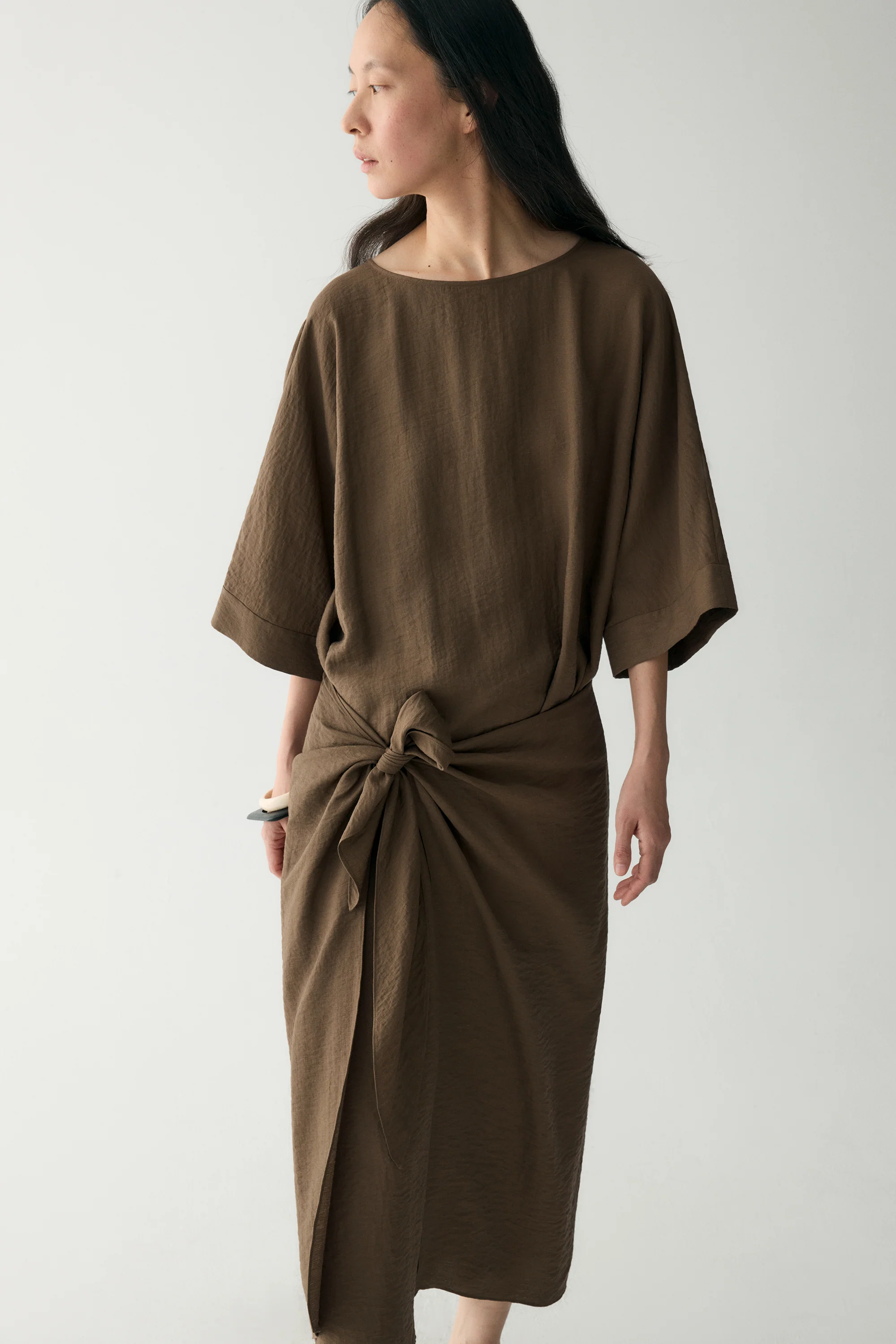 Linen Waist-knot Wrap Dress - Image 7