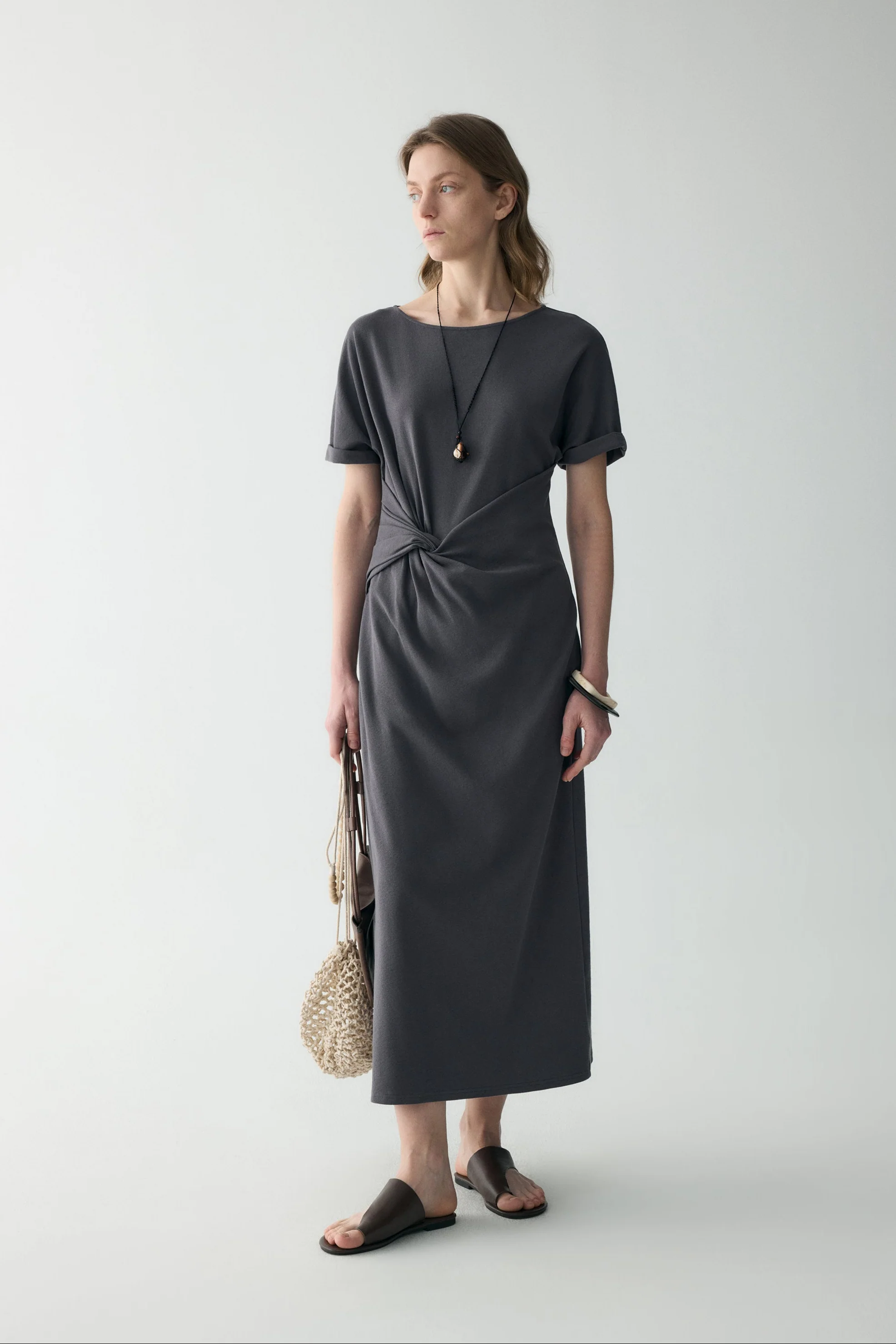 Twist-knot Cotton-linen Dress - Image 10