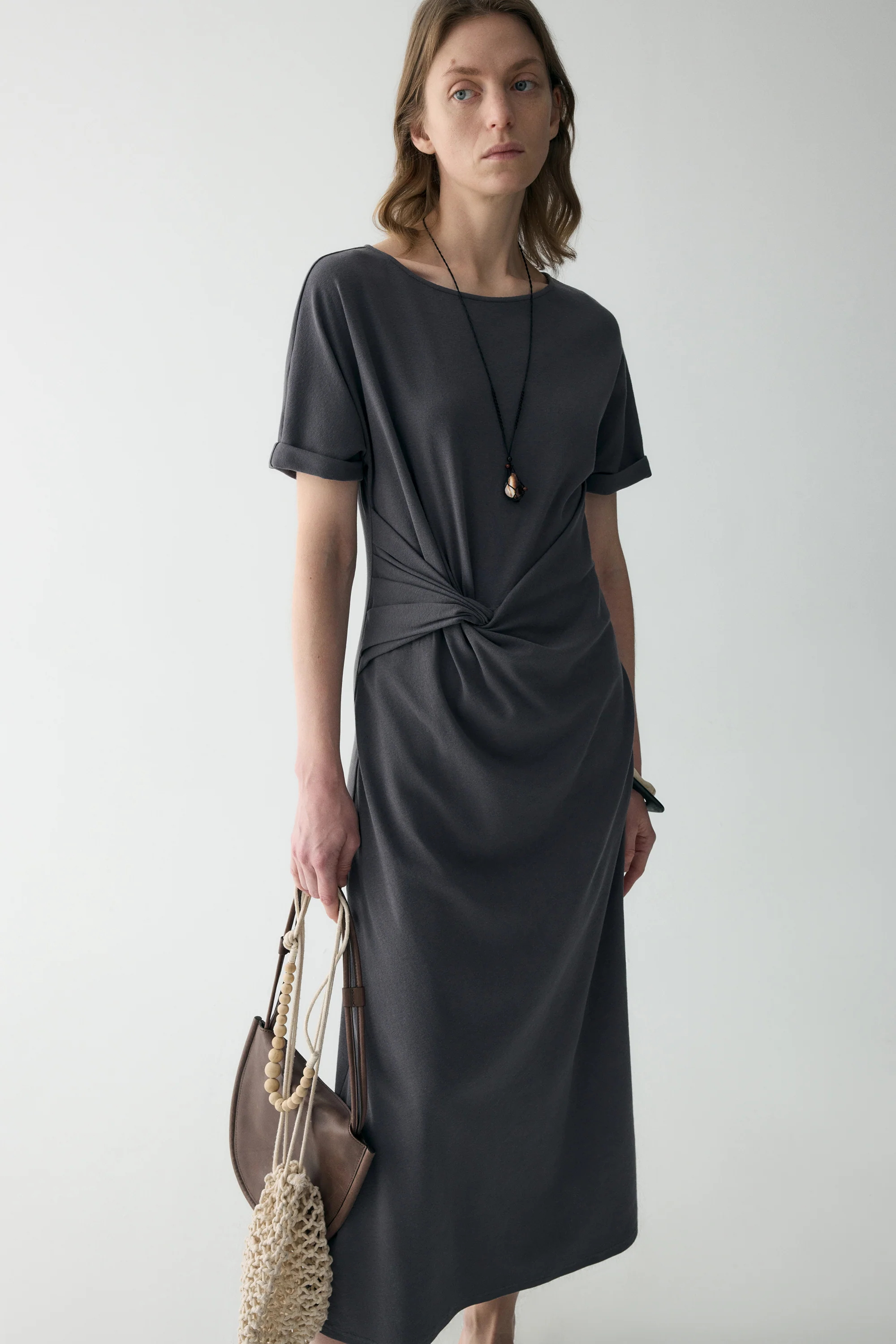 Twist-knot Cotton-linen Dress - Image 11