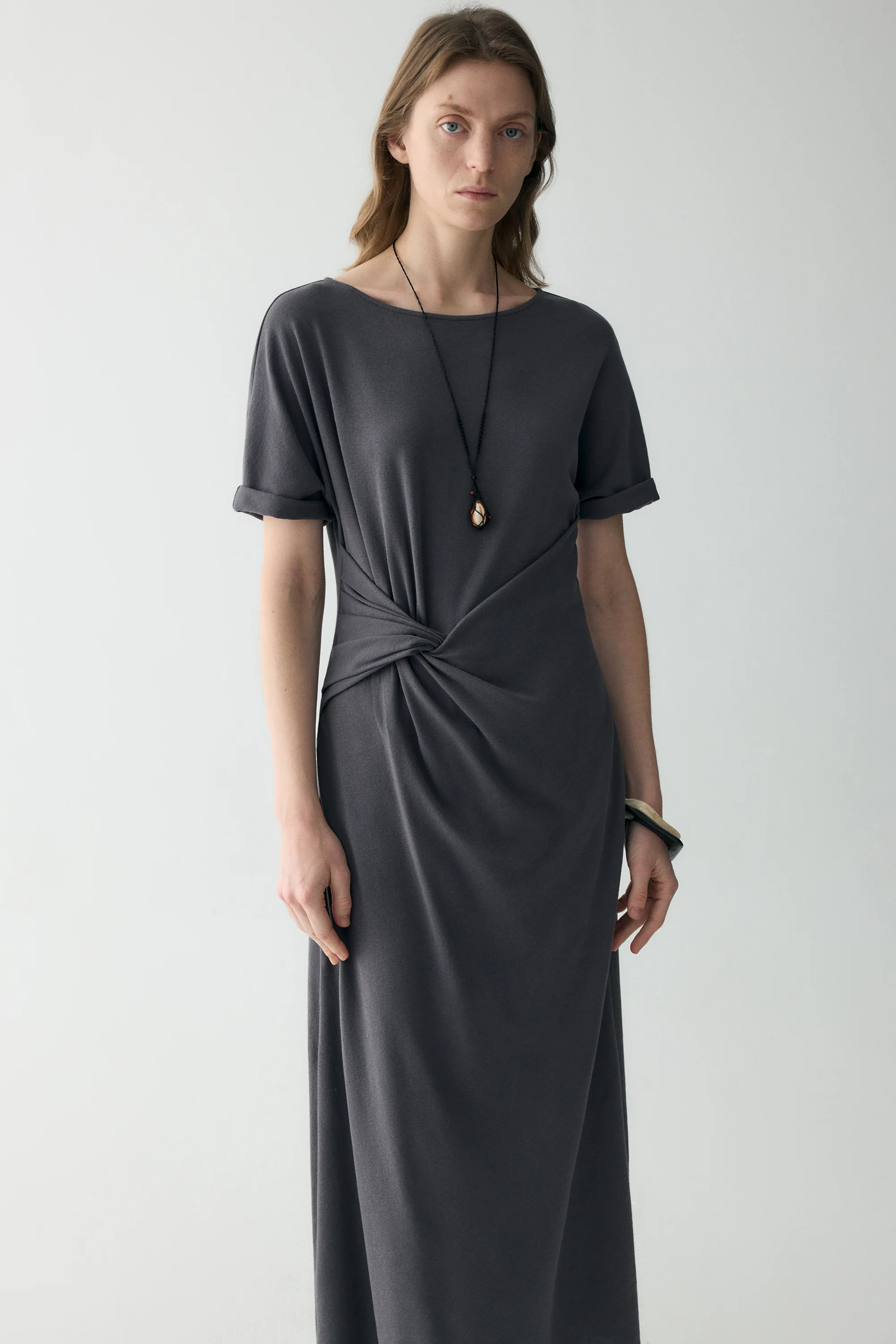 Twist-knot Cotton-linen Dress - Image 12