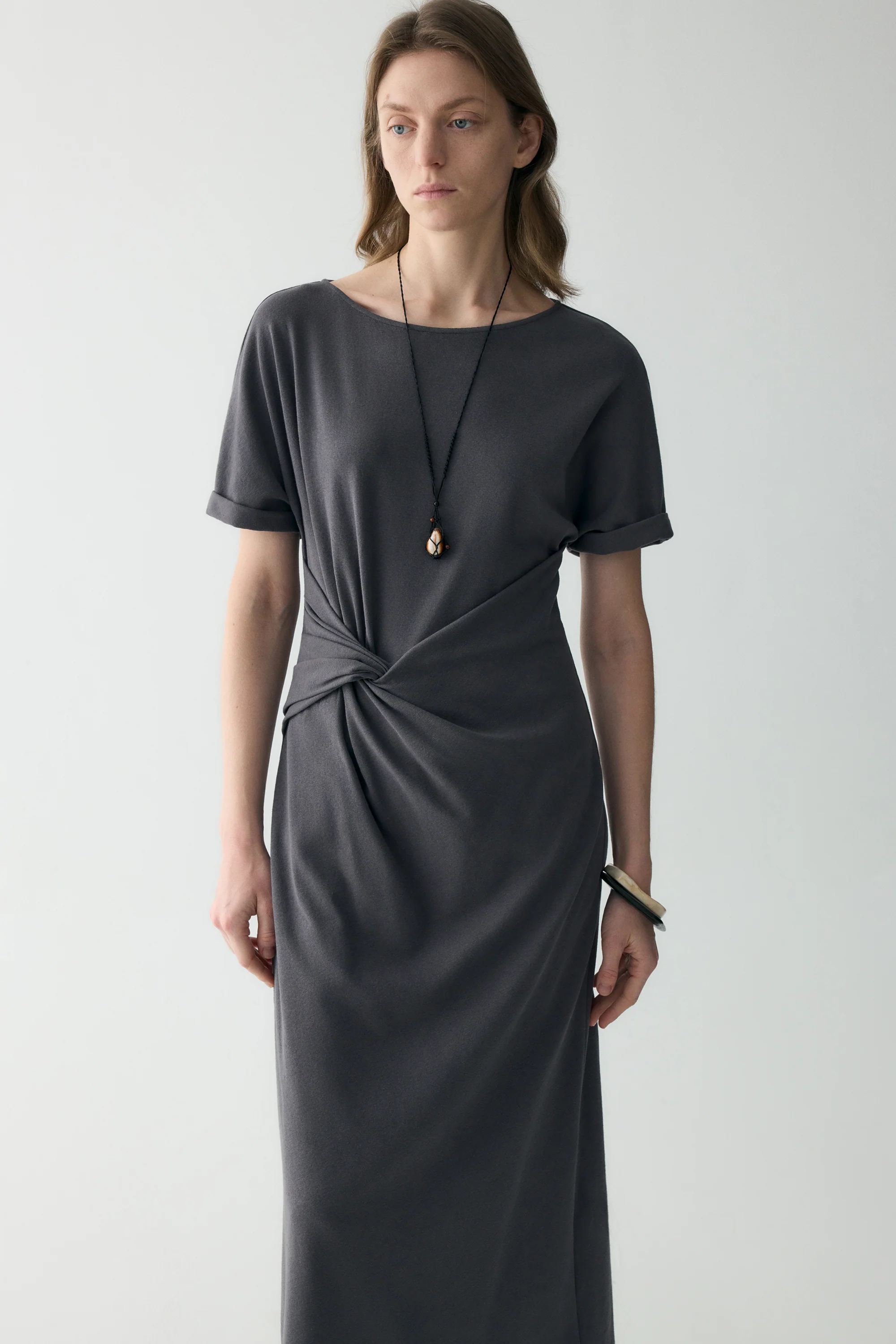 Twist-knot Cotton-linen Dress - Image 13