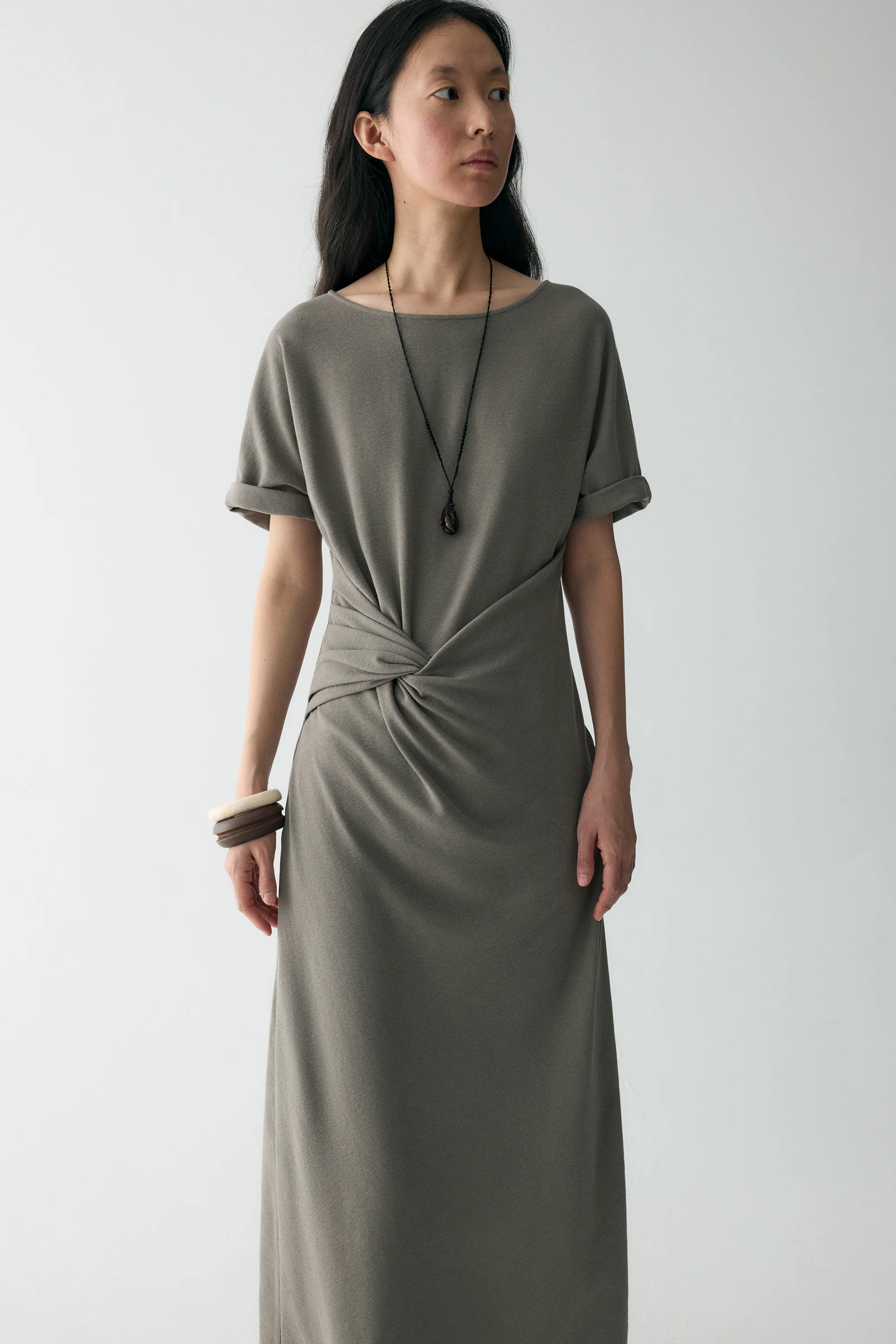 Twist-knot Cotton-linen Dress - Image 7