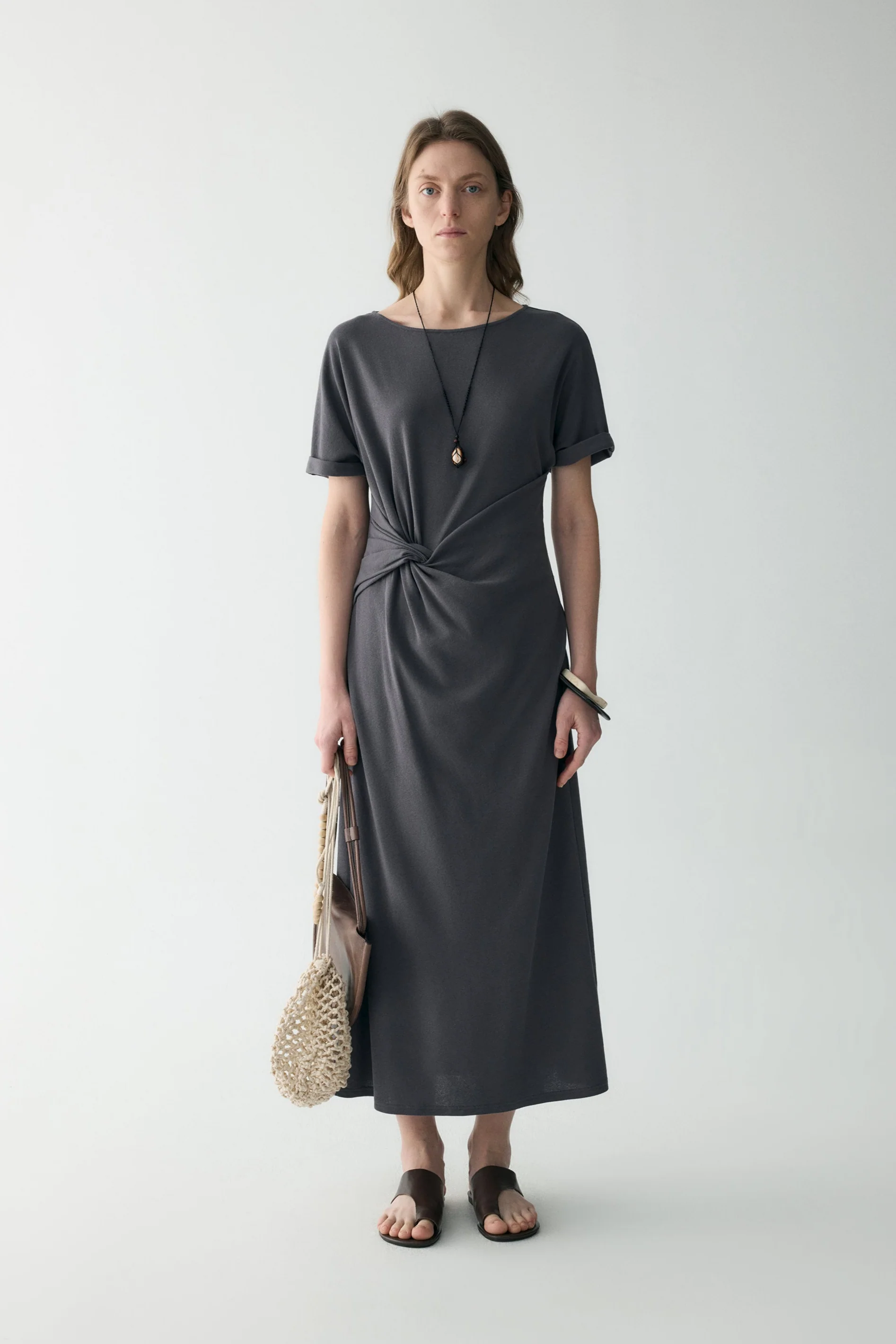 Twist-knot Cotton-linen Dress - Image 8