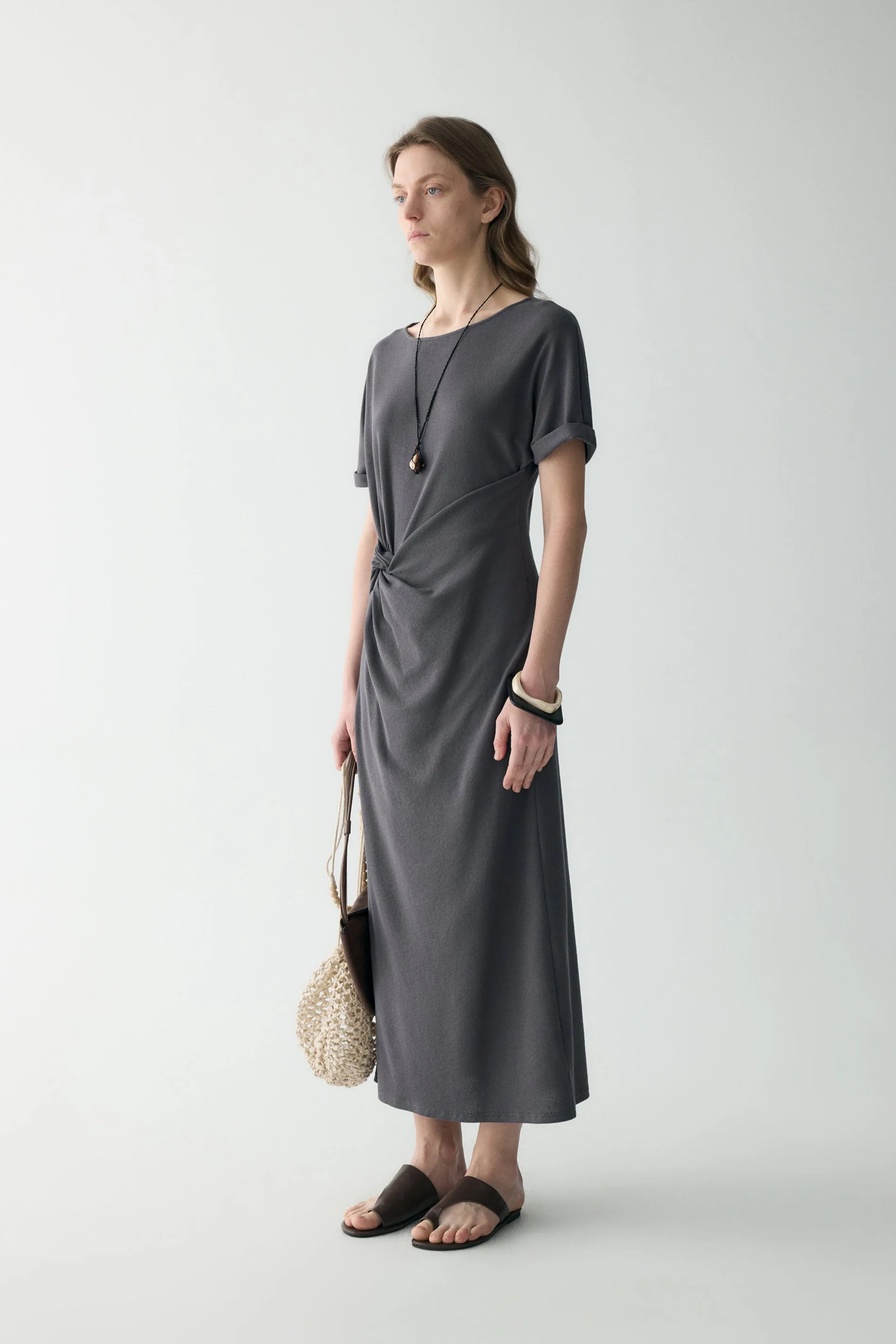 Twist-knot Cotton-linen Dress - Image 9